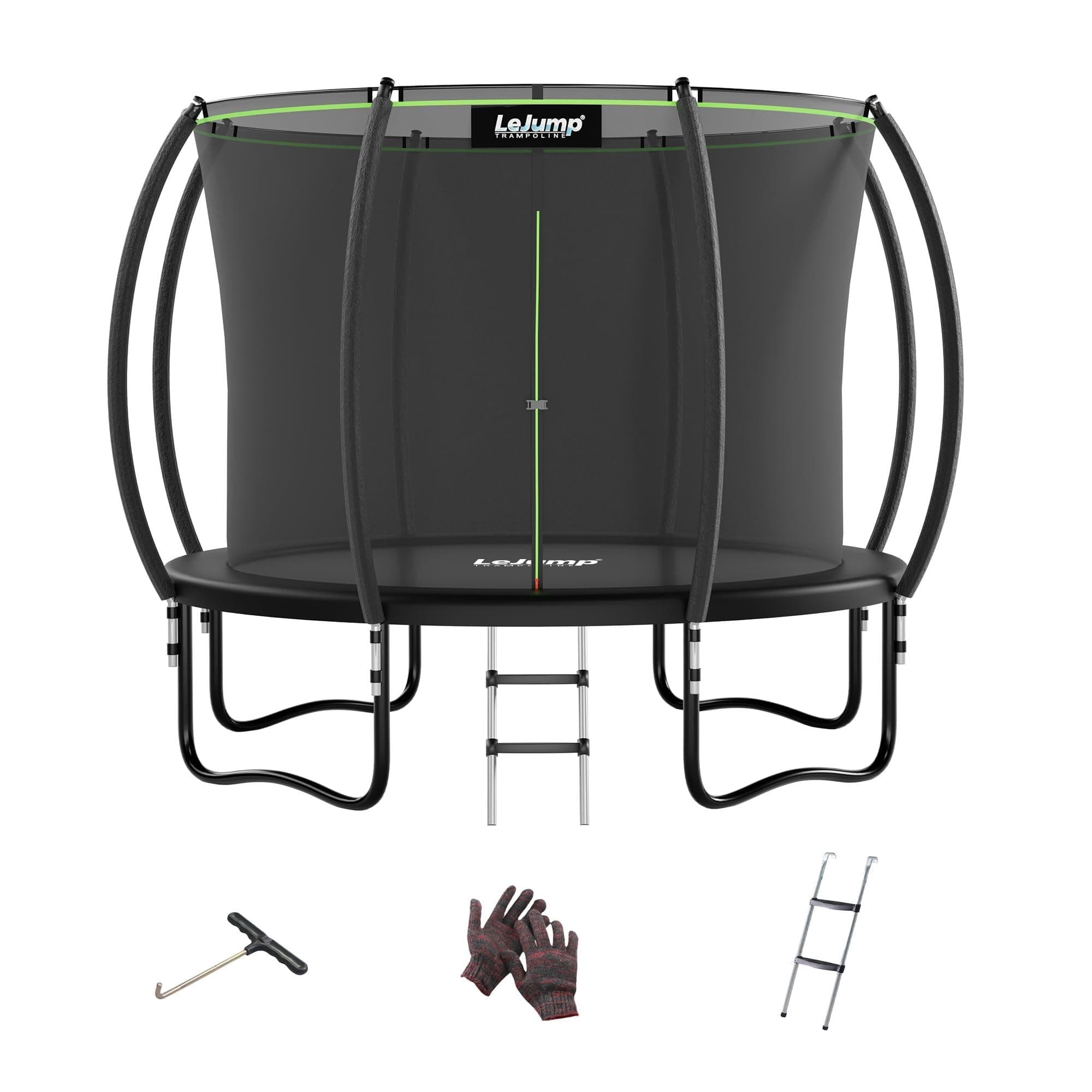 LeJump Trampoline Extérieur 235/305/366 cm, Grand Trampoline Extérieur Rond avec Filet de Sécurité, échelle et Accessoires de Trampoline, Trampoline Extérieur de Première Qualité pour Les Enfants