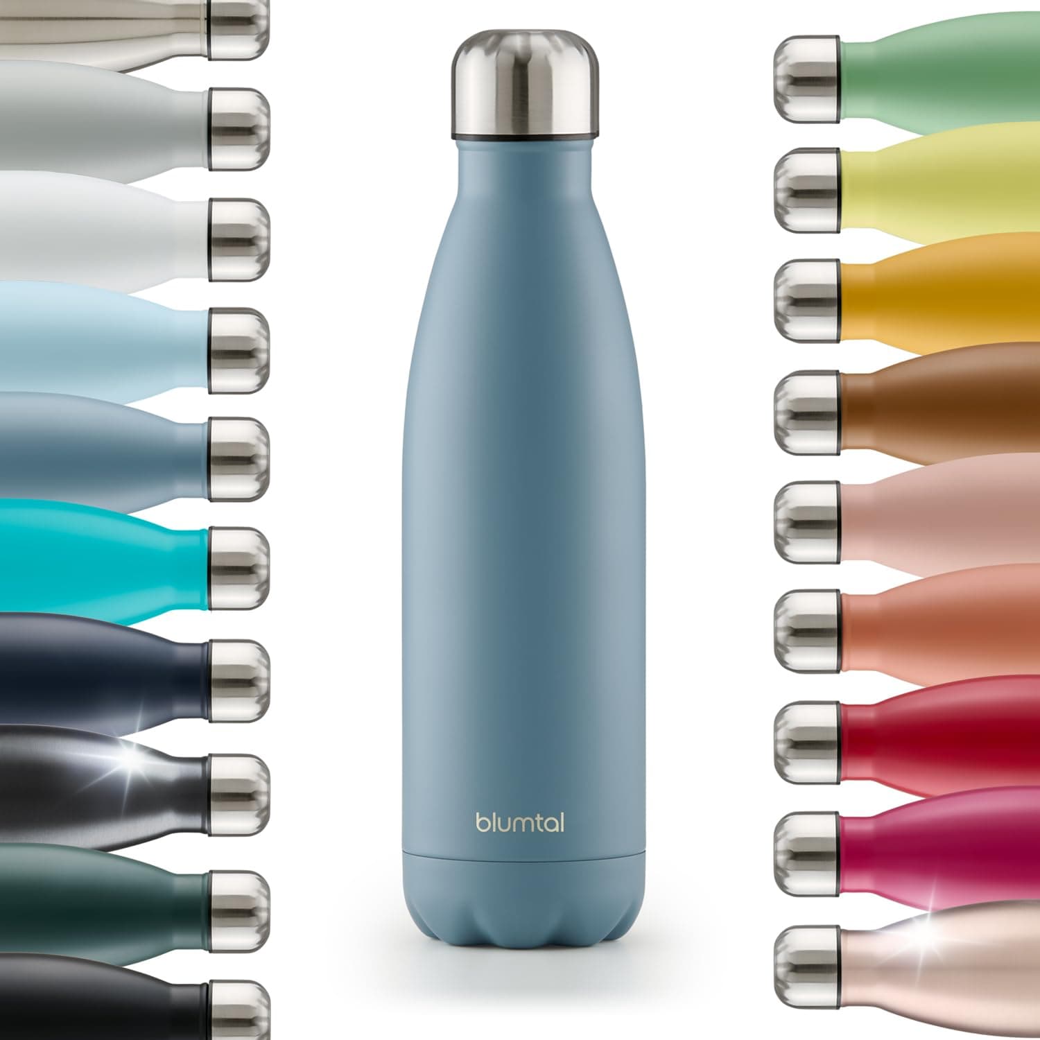 Blumtal Trinkflasche 500 ml Edelstahl - auslaufsichere Isolierflasche - BPA-freie Trinkflasche kalt & warm - doppelwandige Insulated Bottle - rostbeständige Isolierflasche Dove Grey - Grau-Blau