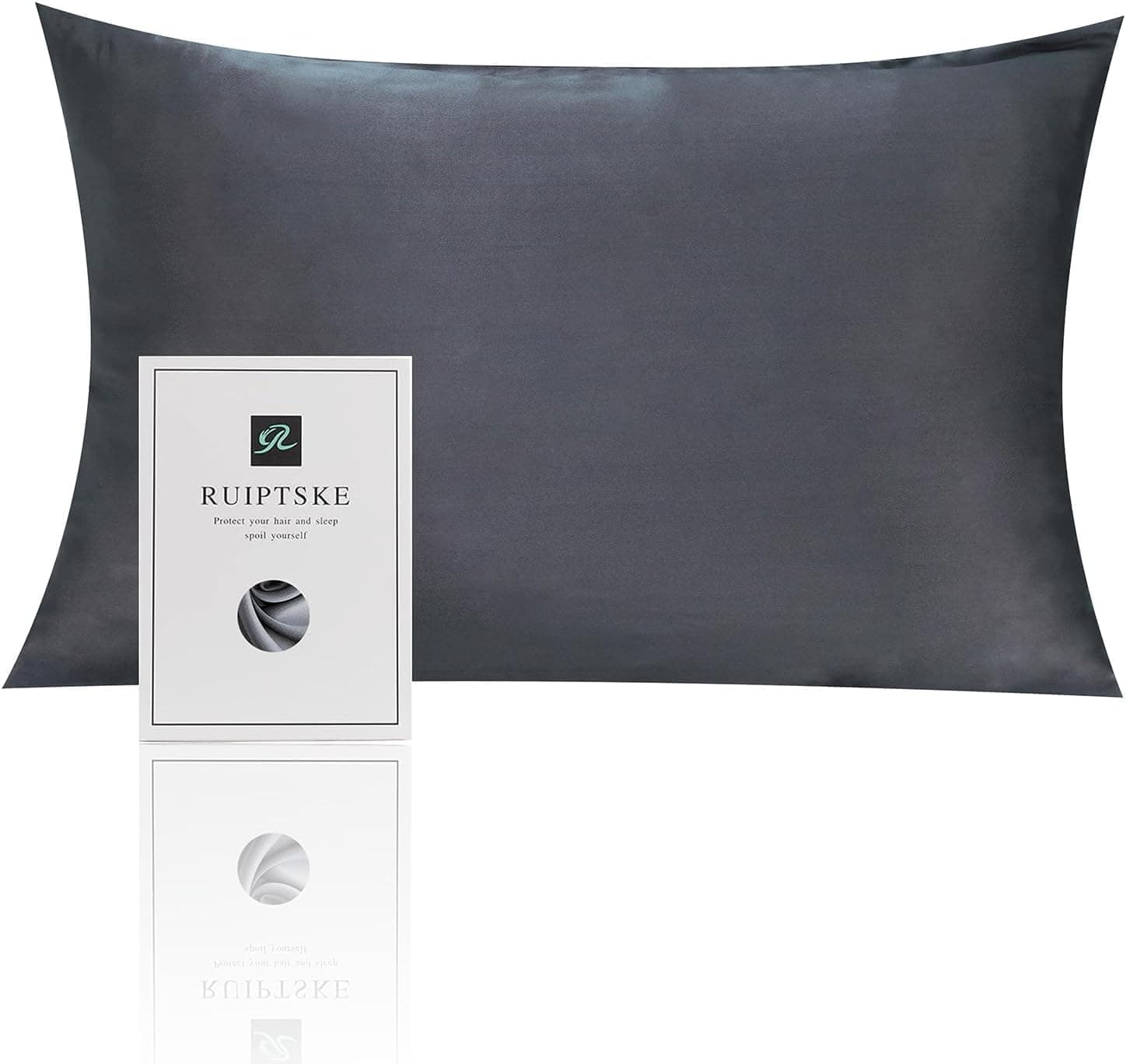 Federa per cuscino al 100% in pura seta da 22 momme, certificata Oeko-TEX®, benefica per i capelli e per la pelle, anti età e antiacaro, da 40 x 60 cm, grigio scuro