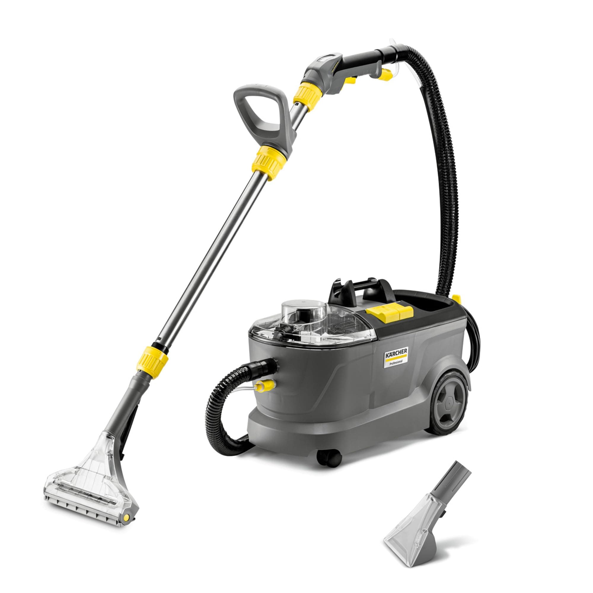 Kärcher lavatappeti e lavamoquette Puzzi 10/1 Edition, serbatoio acqua: 10 l, portata spruzzo: 1 l/min, resa superficie: 20-25 m²/h, bocchetta poltrone, bocchetta fessure, bocchetta per pavimenti