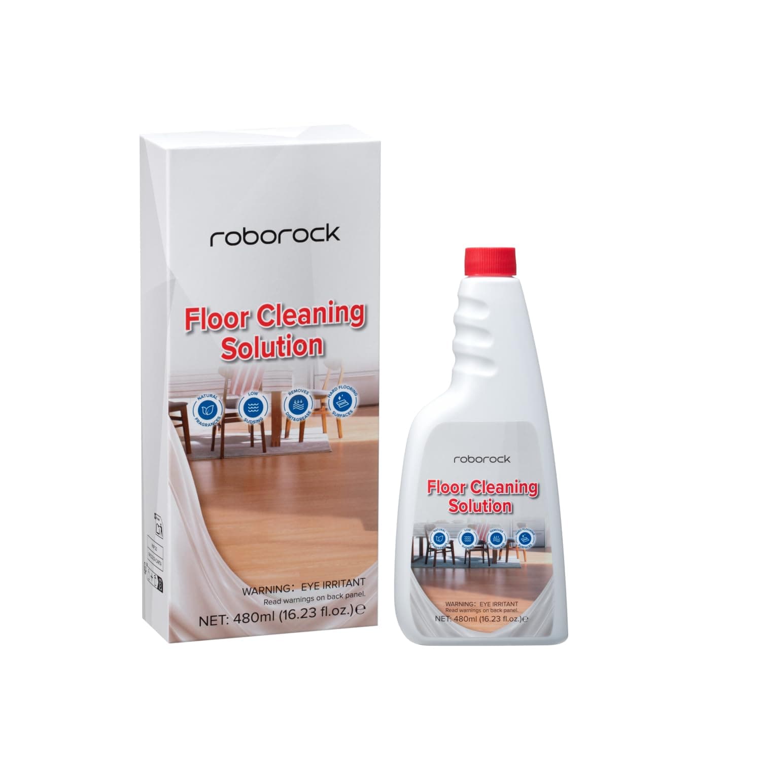roborock Nettoyant d'origine 480ml pour Aspirateur Robot roboorck Série S/Qrevo/Q et Aspirateur Sec et Humide Série Dyad/Flexi, Agent Nettoyant pour Sol