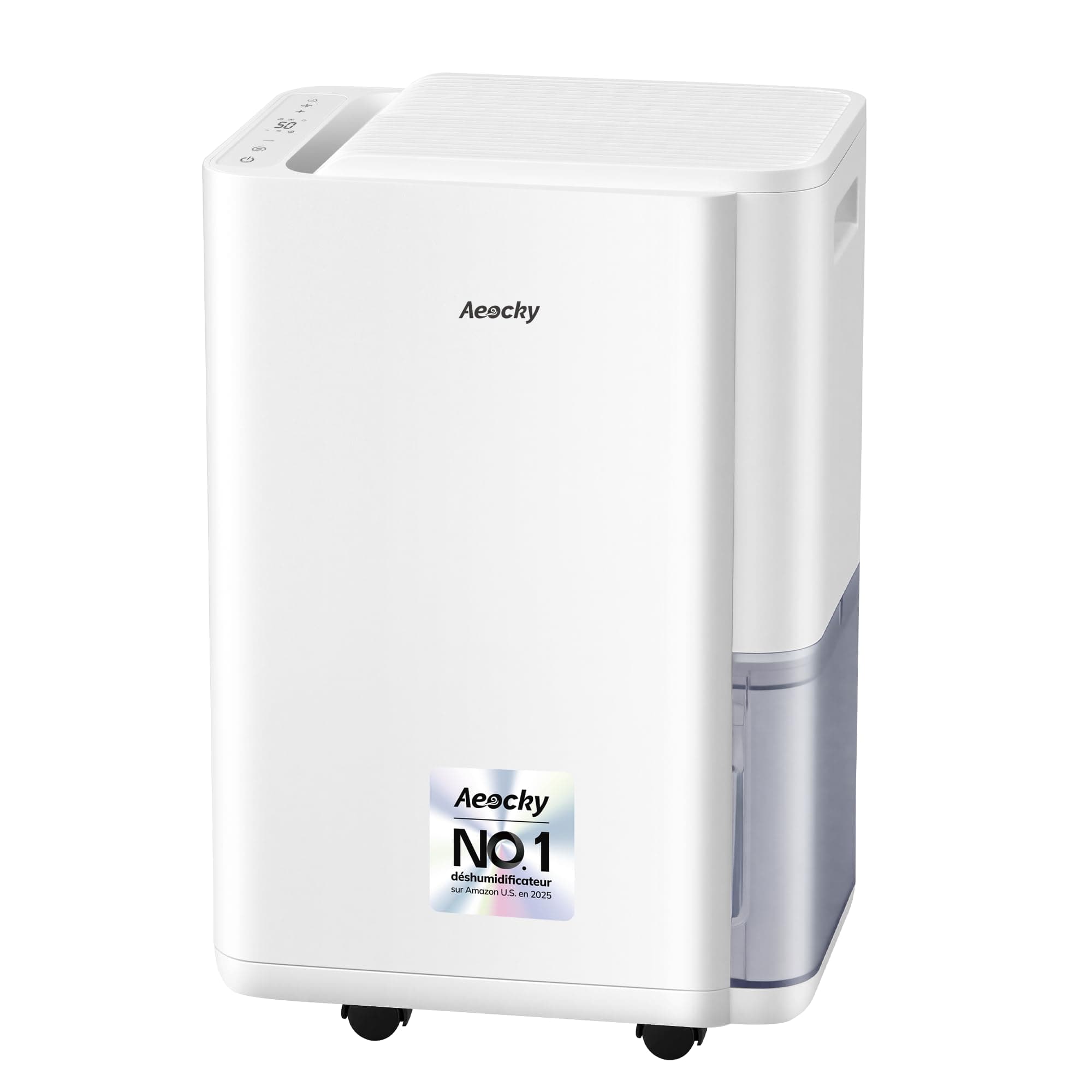 AEOCKY Déshumidificateur 25L/d, applicable à 200 m³ (50 m²), déshumidificateur à compresseur intelligent avec tuyau de vidange, pour sécher les vêtements, chambre, salle de bain, sous-sol