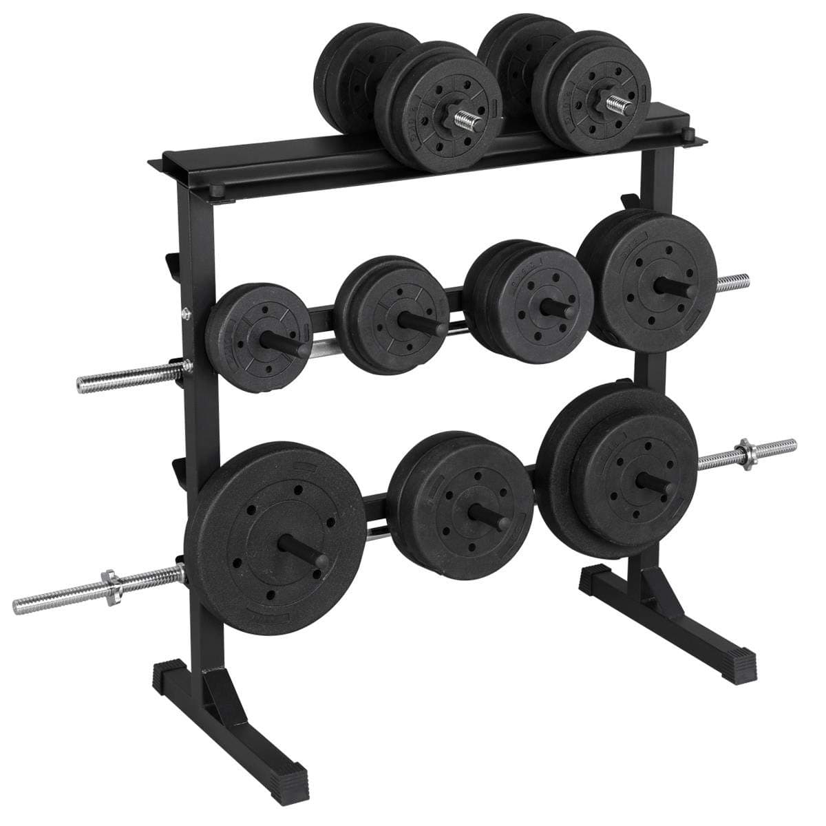 Yaheetech Soporte para Barras de Pesas Discos 280mm Soporte Mancuernas y Discos Estante de Barbell Carga MAX.300 kg