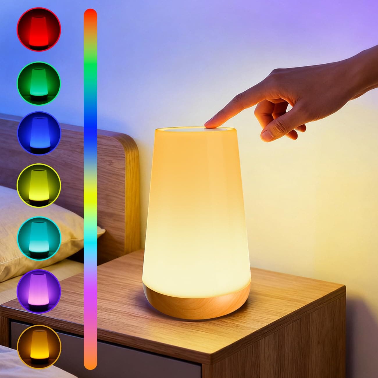 Morotty Lámparas de Mesita de Noche Tactil,Luz Nocturna Regulable con 13 Colores Cambiantes,Mando a Distancia y Función de Temporizador para la Habitación de Los Niños,el Dormitorio y el Camping