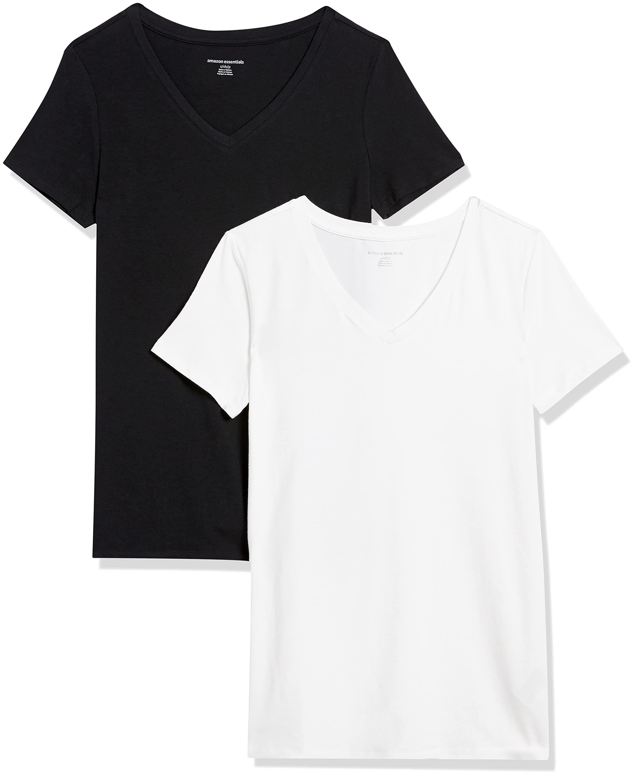 Amazon Essentials T-Shirt a Maniche Corte con vestibilità Classica (Opzioni Girocollo e Scollo a V) Donna, Confezioni Multiple