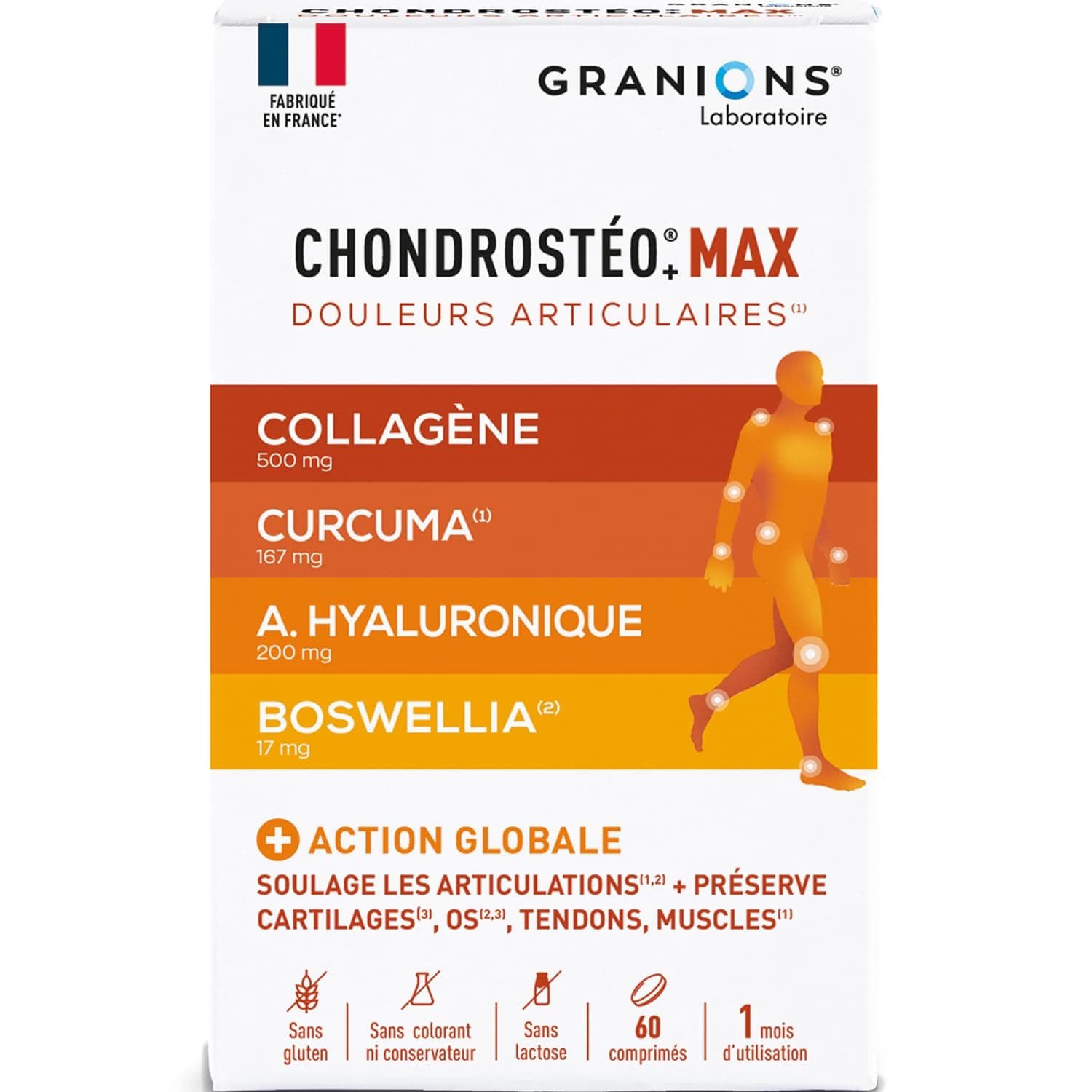 Granions - Chondrosteo Max - Collagene Marin -Douleurs Articulaires - 60 Cp | Soulage les Articulations, Collagene, Curcuma, Bromelaine, Boswellia, Chondrosteo, Chondrosteo Articulations