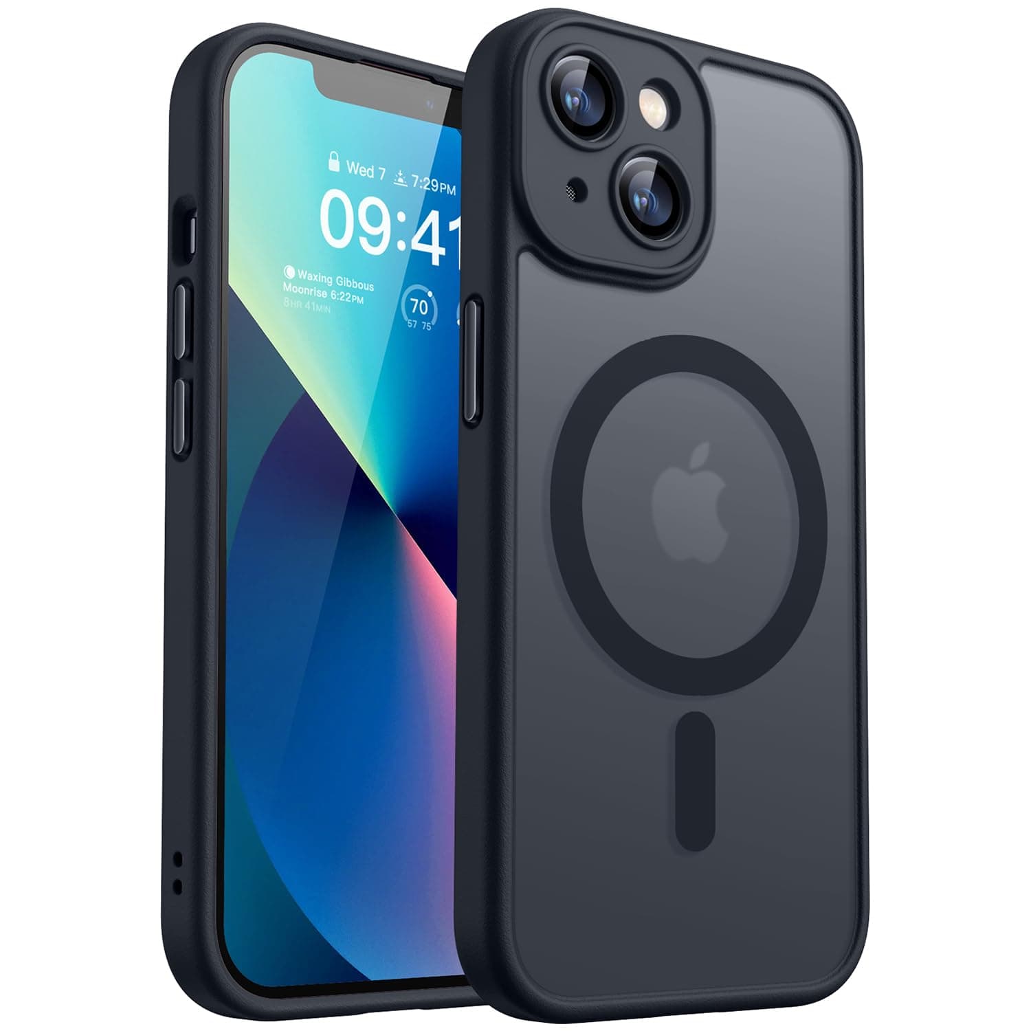 CANSHN Cover Magnetica per iPhone 13(6,1 Pollici), Compatibile con MagSafe, [Protezione Completa Della Fotocamera], Custodia Traslucida Opaca Protettiva Sottile Antiurto,Nero