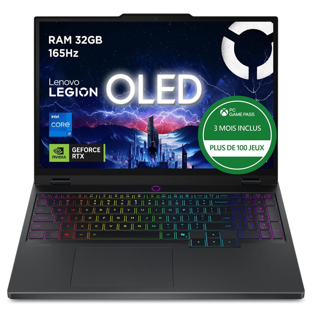 Lenovo Legion 5 15IRX10 - Ordinateur Portable Gaming 15.1'' OLED WQXGA 165Hz (Intel Core i7-13650HX, RAM 32Go, SSD 1To, NVIDIA RTX 5070 8GB, Windows 11) Clavier rétroéclairé AZERTY Français
