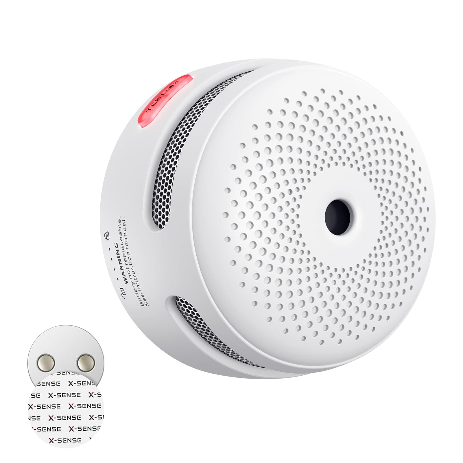 X-Sense Mini Rauchmelder mit 10 Jahre Batterie und Magnethalterung, photoelektrischer Feuermelder mit Test-/Stummschalttaste, XS01, 1 Stück