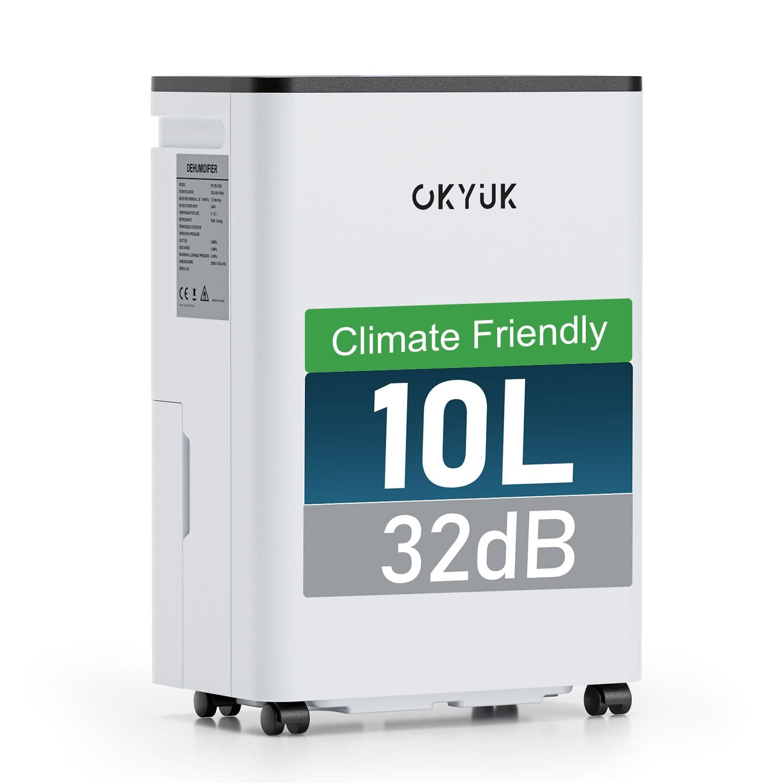 Deshumidificador 10L con Indicador Digital de Humedad,Deshumificadores de humedad Deshumidificador para Hogar hasta 30m² con Apagado Automático, Ideal para, Baños, Dormitorios, Sótanos (10L Blanco)