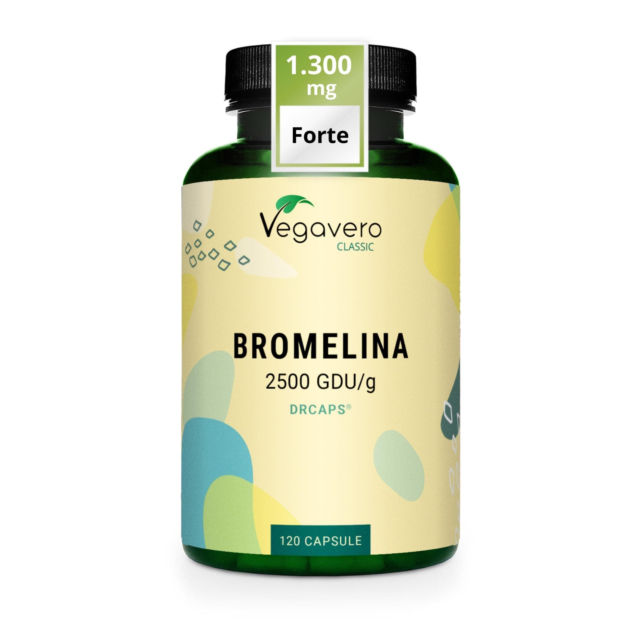 Vegavero BROMELINA Forte Drenante | 1.300 mg (5.000 F.I.P./g) | con Capsule Gastroresistenti Drcaps | Enzima digestivo dell’Ananas | Integratore Diuretico | Vegan