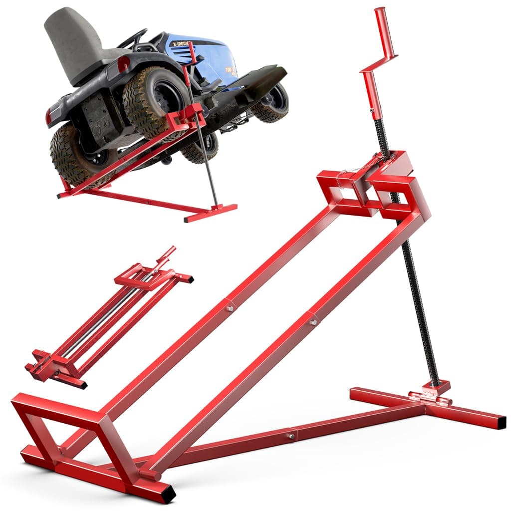 vounot Lève Tracteur Tondeuse Lève Tondeuse télescopique - Gain de Place 30% Supporte 400kg Max XL Rouge