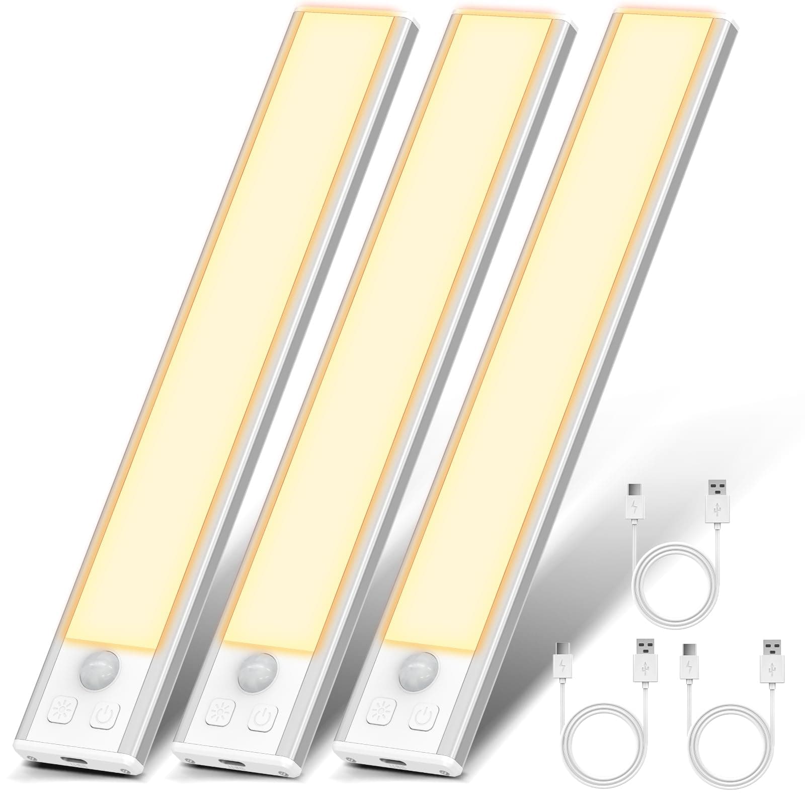 OUILA Luce Armadio LED, Armadio Led con Sensore di Movimento, 20.5CM Magnetica Ricaricabile Luce Led Sottopensile Dimmerabile Lampada per Cucina Scale Soggiorno Bagno Camere da Letto