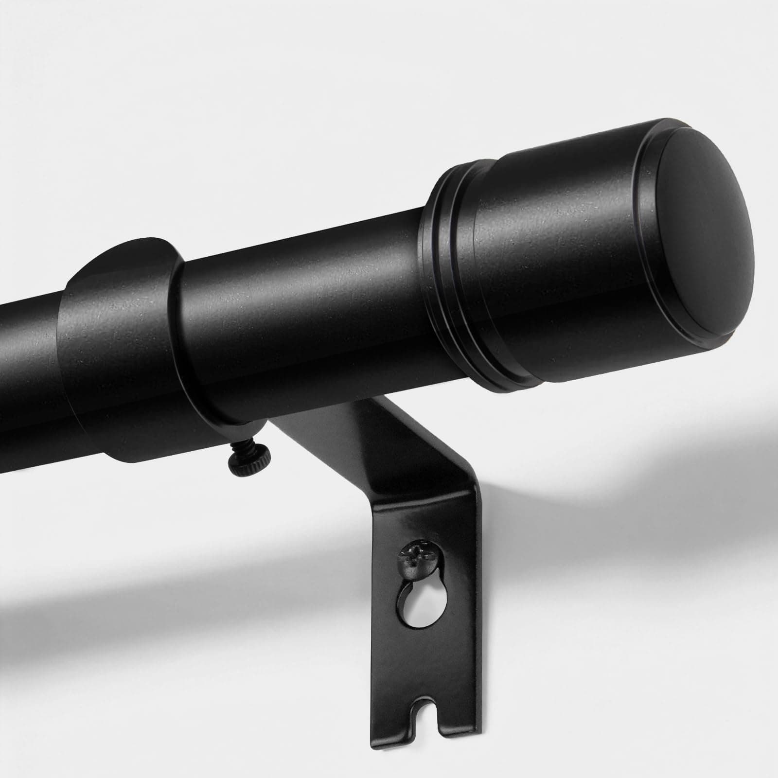 HOTOZON Barra Cortinas Negra 80-148 cm, Barras de Cortina Extensibles de 25 mm para Ventanas, Barra Cortina Decorativas con Remates con Tapón para Dormitorio, Salón