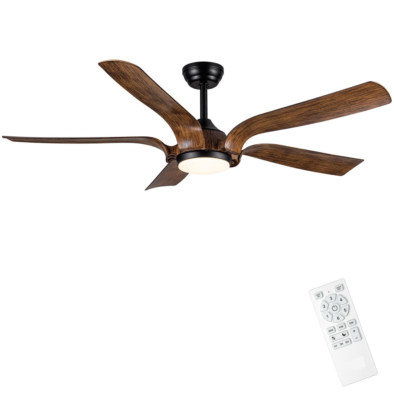 CJOY Ventilateur Plafond avec Telecommande, 142cm Ventilateur de Plafond avec Lumière Silencieux, 6 Vitesses, 3 CCT Dimmable, Réversibles CC, Timer, Veille Mode, Mémoire Fonction,Grain de Bois Foncé