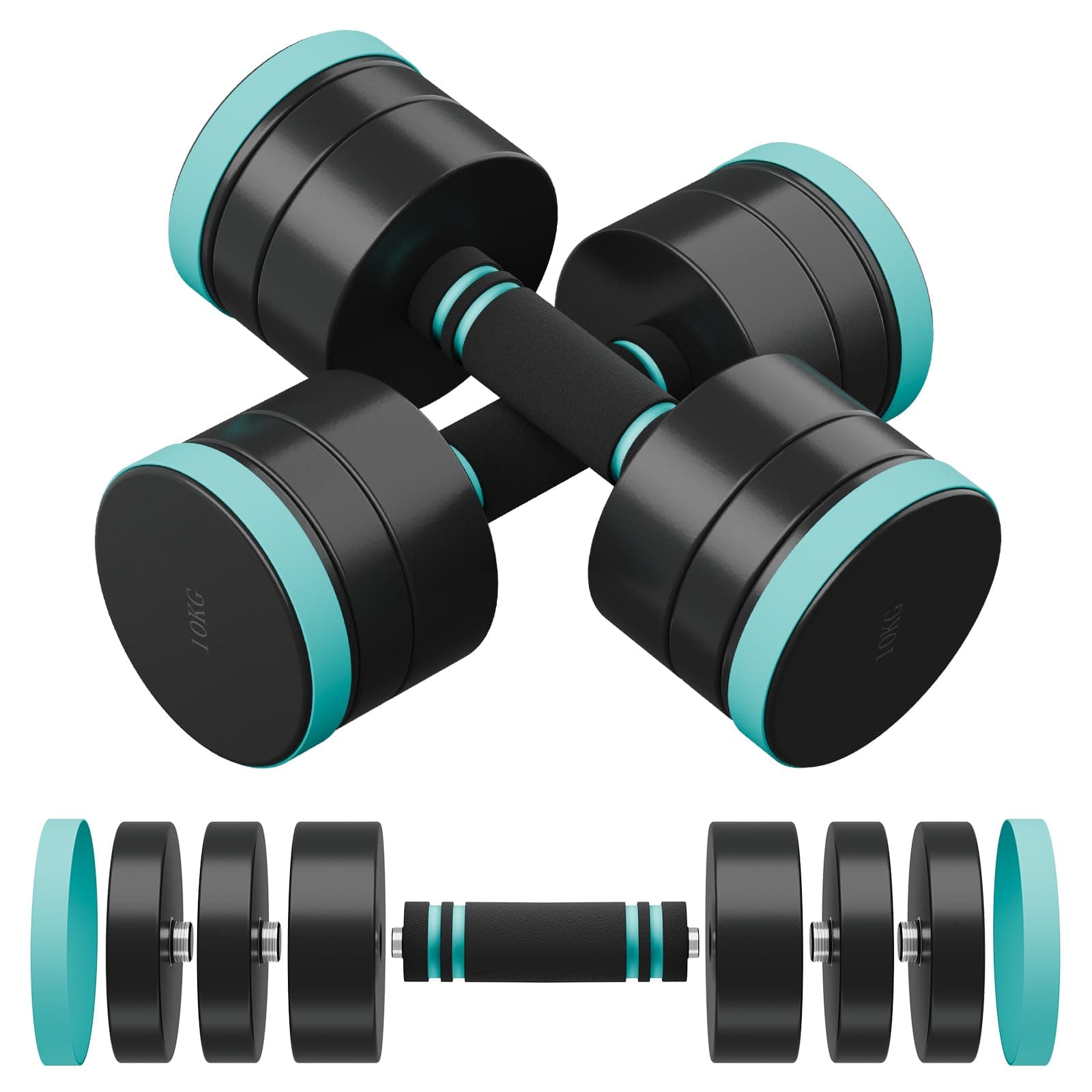 Dripex Mancuernas Ajustables de Acero de 2,5 kg 5 kg 7,5 kg 10 kg 15 kg 25 kg Pesas y Mancuernas con Mango de Espuma para Levantamiento de Pesas Fitness en casa y Gimnasio