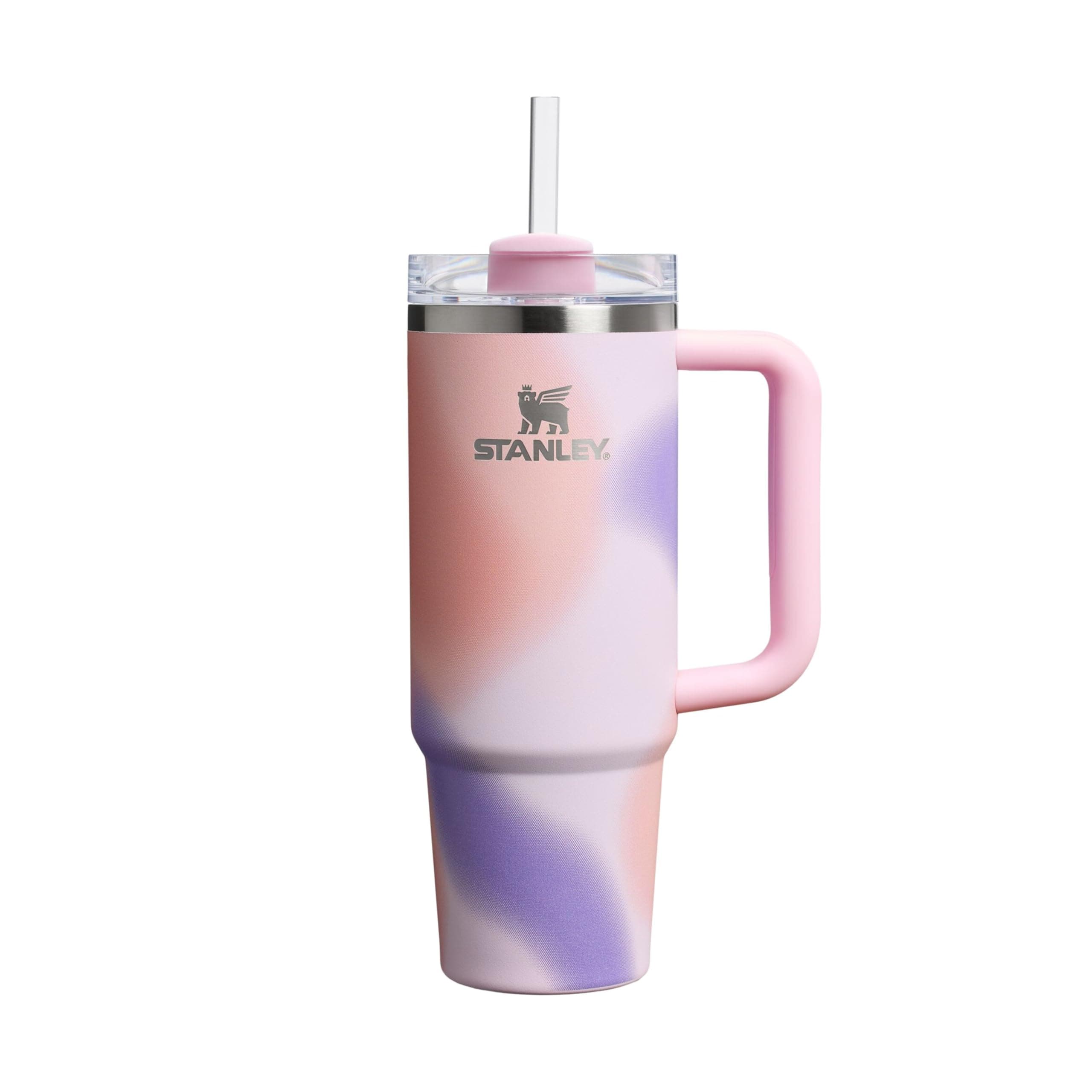 STANLEY 1913 Quencher H2.0 Flowstate Trinkflasche Mit Strohhalm 0.89L - Thermobecher Kühlt 9 Stunden - 40 Stunden Eisgekühlt - Thermosflasche BPA Frei - Edelstahl Trinkbecher - Rose Petal Motion