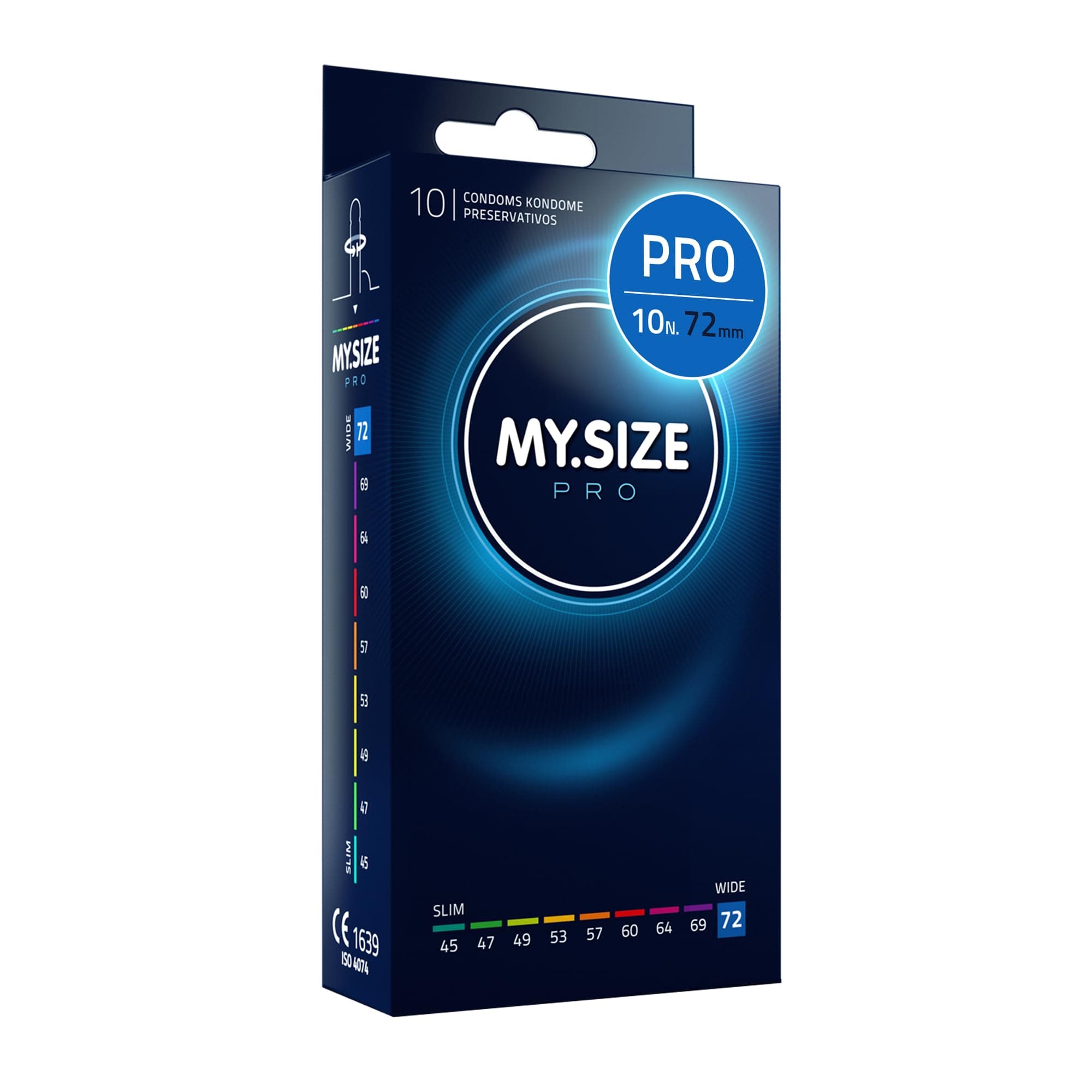 MY.SIZE PRO Preservativi ELITE taglia 8, 72 mm, XXXL, 10 pezzi, vestibilità perfetta e dimensioni adatte a tutti