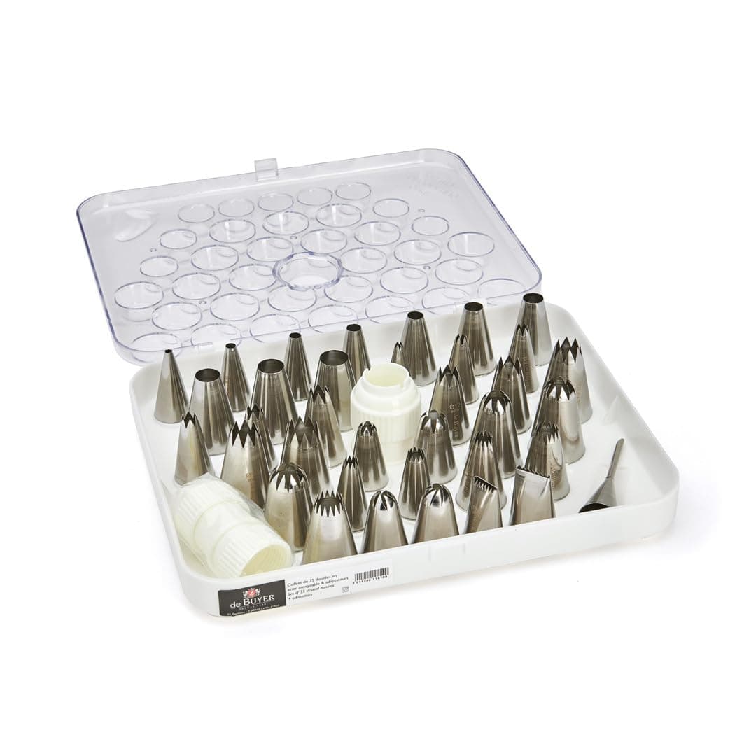 De Buyer, SURTIDO 35 BOQUILLAS INOX +ADAPTATOR,27,9 x 20,1 x 10,9 cm-2114.10