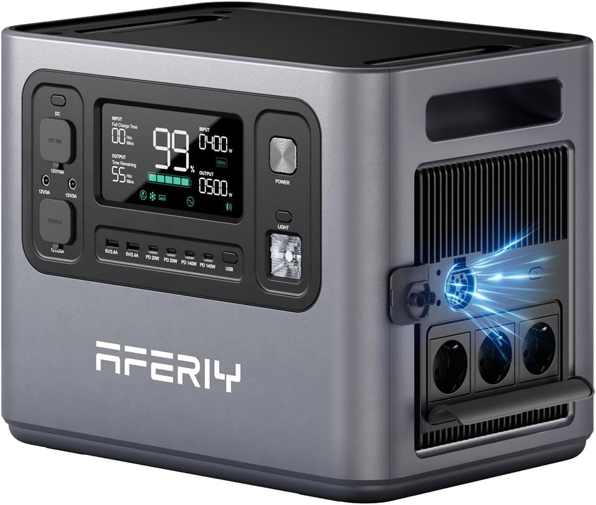 AFERIY 2800 W Estacion De Energia Portatil, 2048 Wh Generador Electrico Solar, Extensible A 10240 Wh, Carga Rápida 1,5 H, Power Station Para Camping Hogar Viajes Emergencias