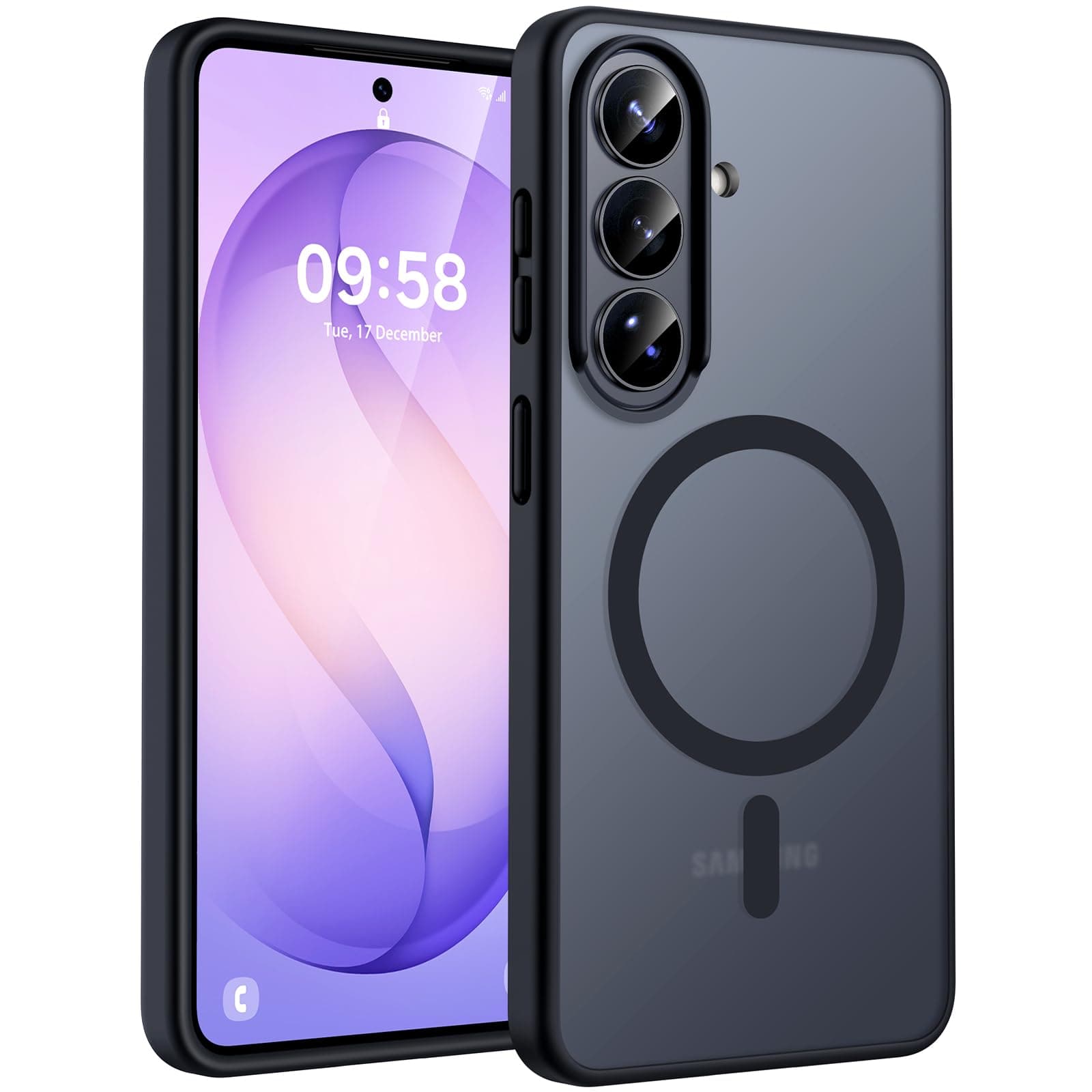 TOCOL Cover per Samsung Galaxy S26, Compatibile con MagSafe, Anello Magnetico Incorporato, Custodia Magnetica Antiurto Traslucida Opaca per Samsung Galaxy S26 5G 6,3 Pollici, Nero