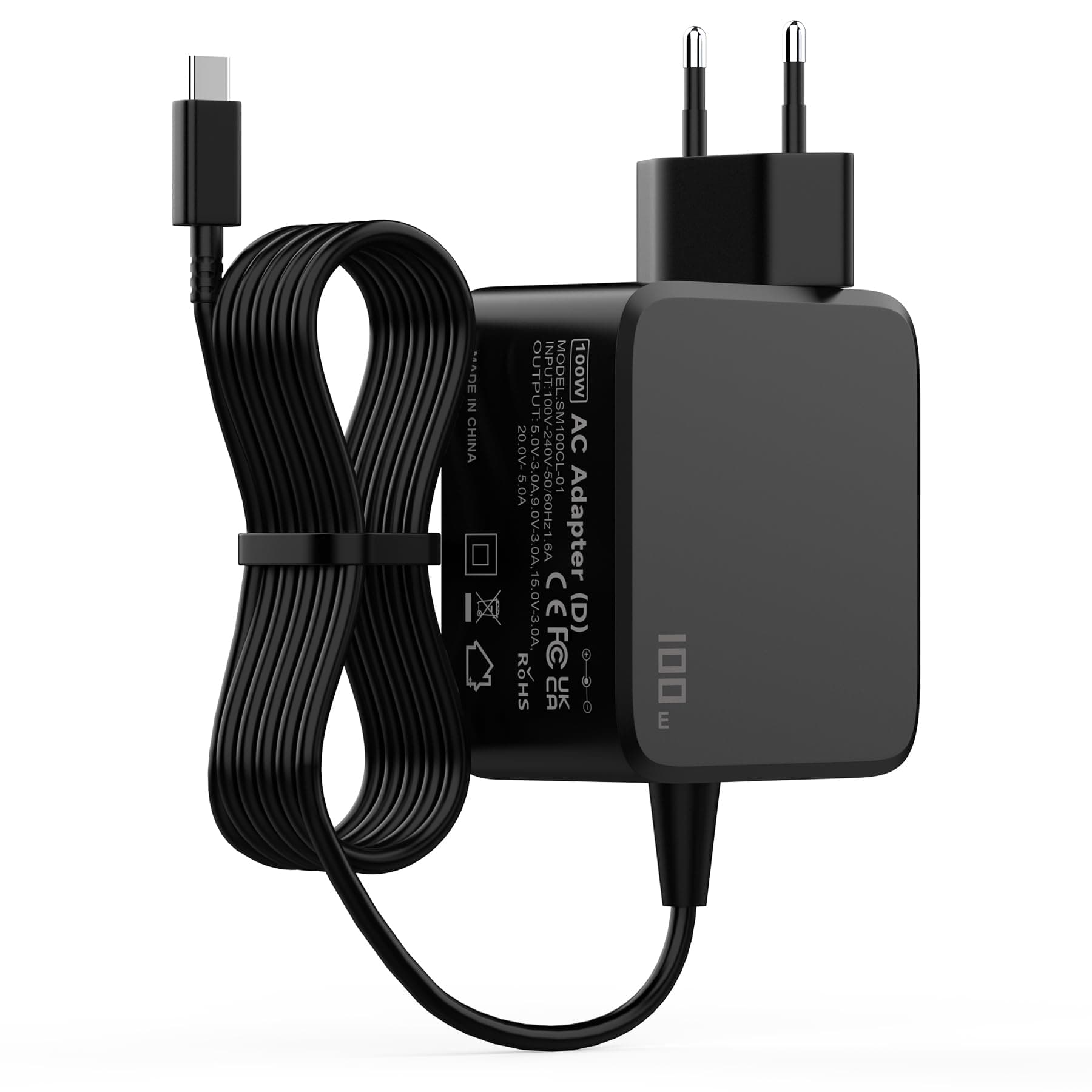 Chargeur 100W USB C Ordinateur Portable pour Mac Book Pro 16/15/14/13", Mac Book Air 13", Lenovo Thinkpad Dell Latitude HP Chromebook ASUS Acer Huawei Xiaomi Air Samsung Notebook Type C Adaptateur