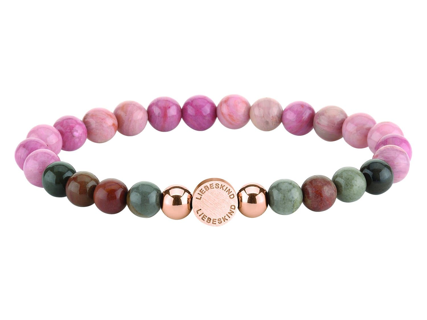 LIEBESKIND BERLIN Damen Beads Armband – Armschmuck aus Edelstahl und Halbedelsteinen - Schmuckstück und Talisman zugleich – elastisch, handgefertigt, modisch, vielseitig kombinierbar