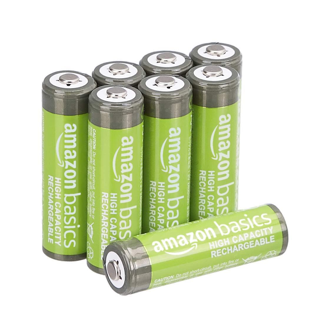 Amazon Basics Lot de 8 piles rechargeables AA NiMH haute capacité, 2400 mAh, 1,2 V, rechargeables 400 fois, préchargées