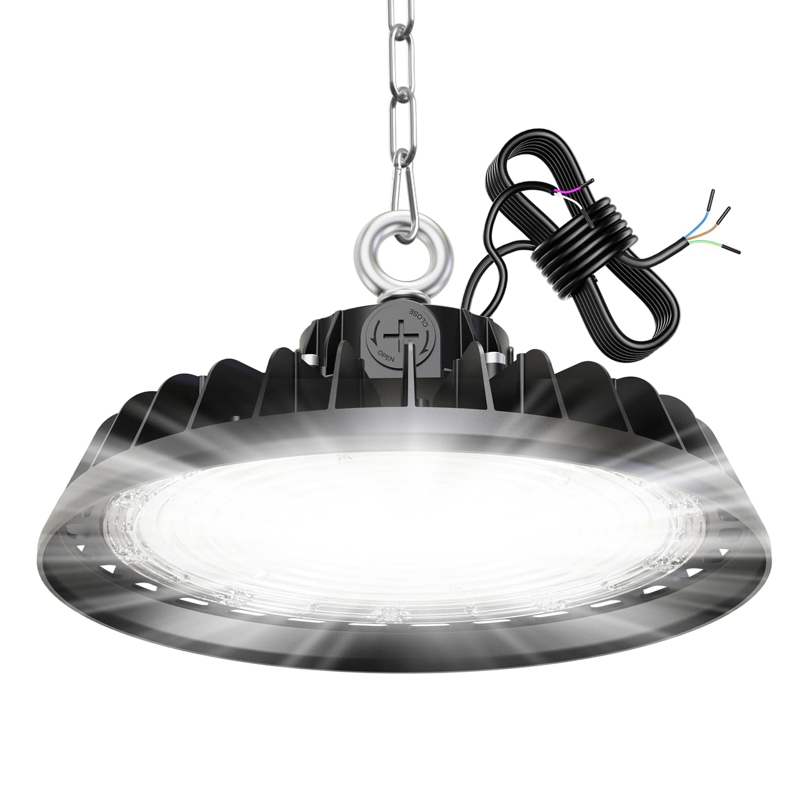 RUISUN UFO 150W LED High Bay Projecteur Garage Light 22500LM Éclairage pour Atelier 6000K 120°Éclairage IP65 Lampe Industrielle Dimmable 90W/120W/150W Usines Entrepôts de Construction Garages Stades