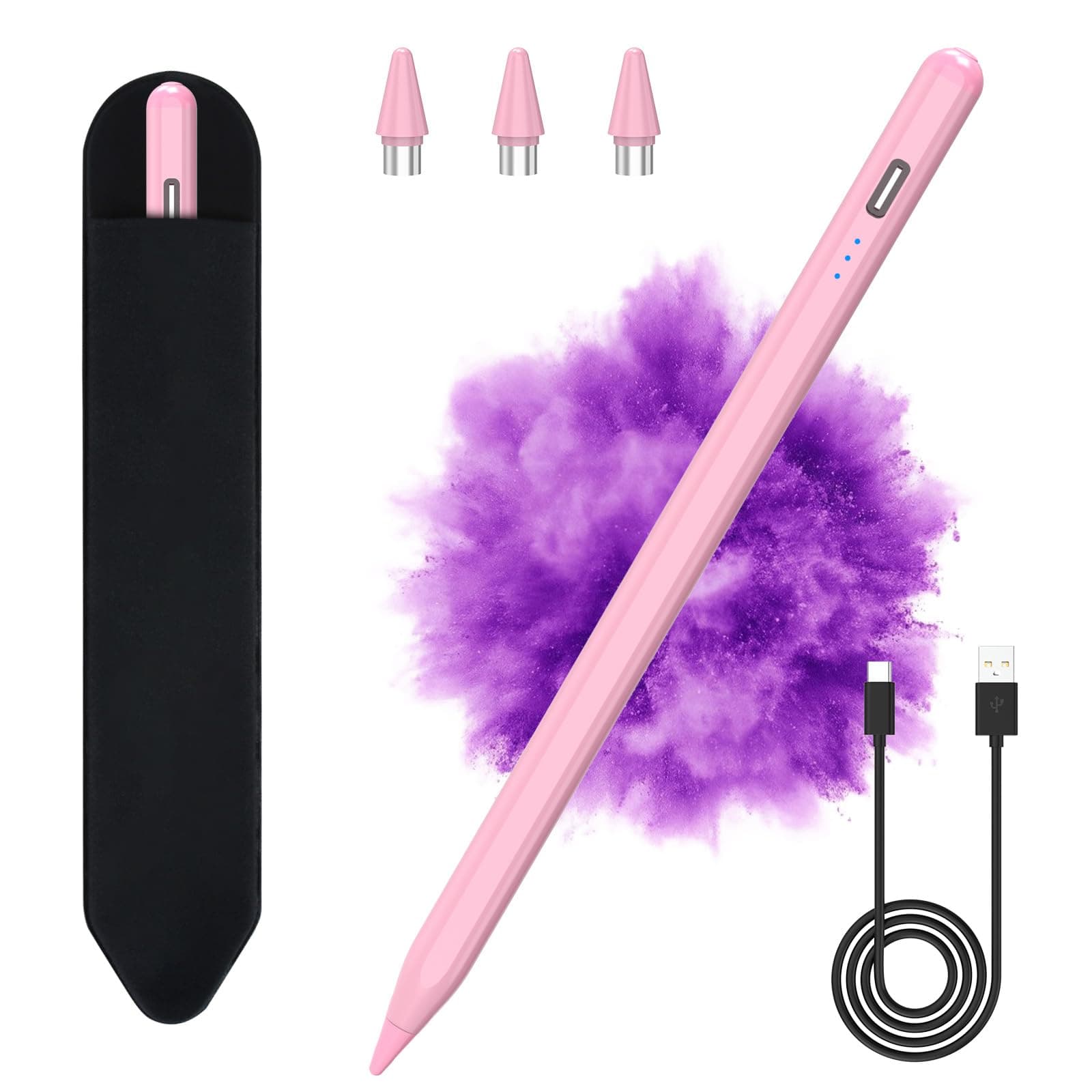 Lápiz para Tablet Android Stylus Pen para Samsung, Huawei, Lenovo, Mi/Vivo, Lápiz Universal con Alta Precisión y Sensibilidad de inclInación-Rosa