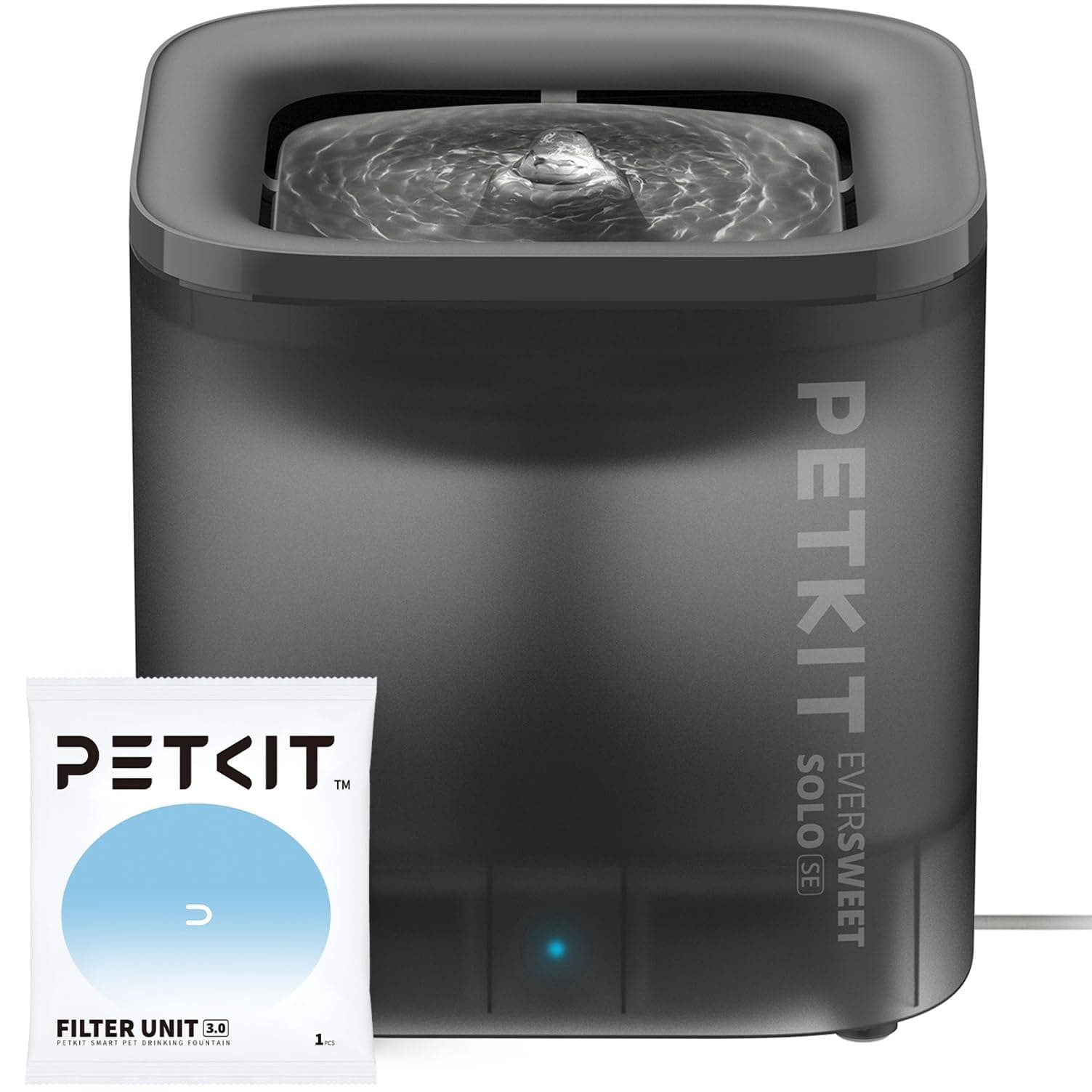 PETKIT CYBERTAIL Katzen Trinkbrunnen, Hundewasserspender,1,85L Katzen Hunde Wasserbrunnen,LED-Licht,25dB Extrem Leiser,Schnurgebundener Wasserspender, Schnurlose Wasserpumpe,Grau