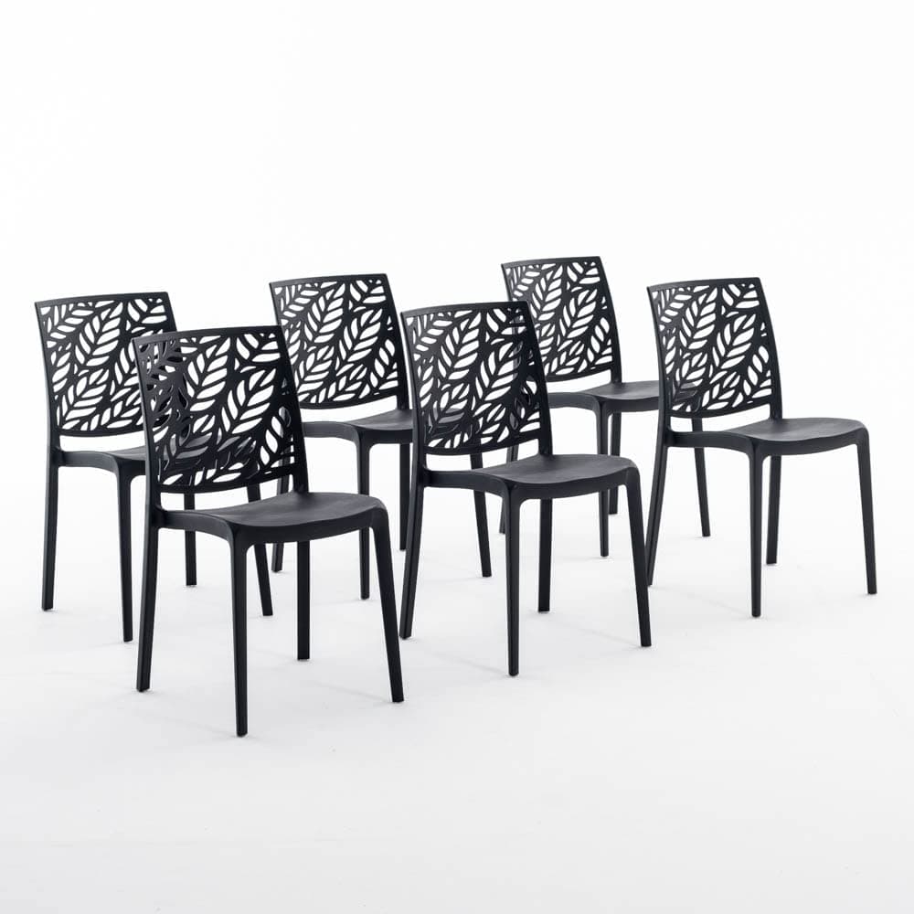 SIEDITI FUORI E DENTRO - Chaises Dafne en résine avec fibre de verre empilables pour intérieur/extérieur (6, anthracite)