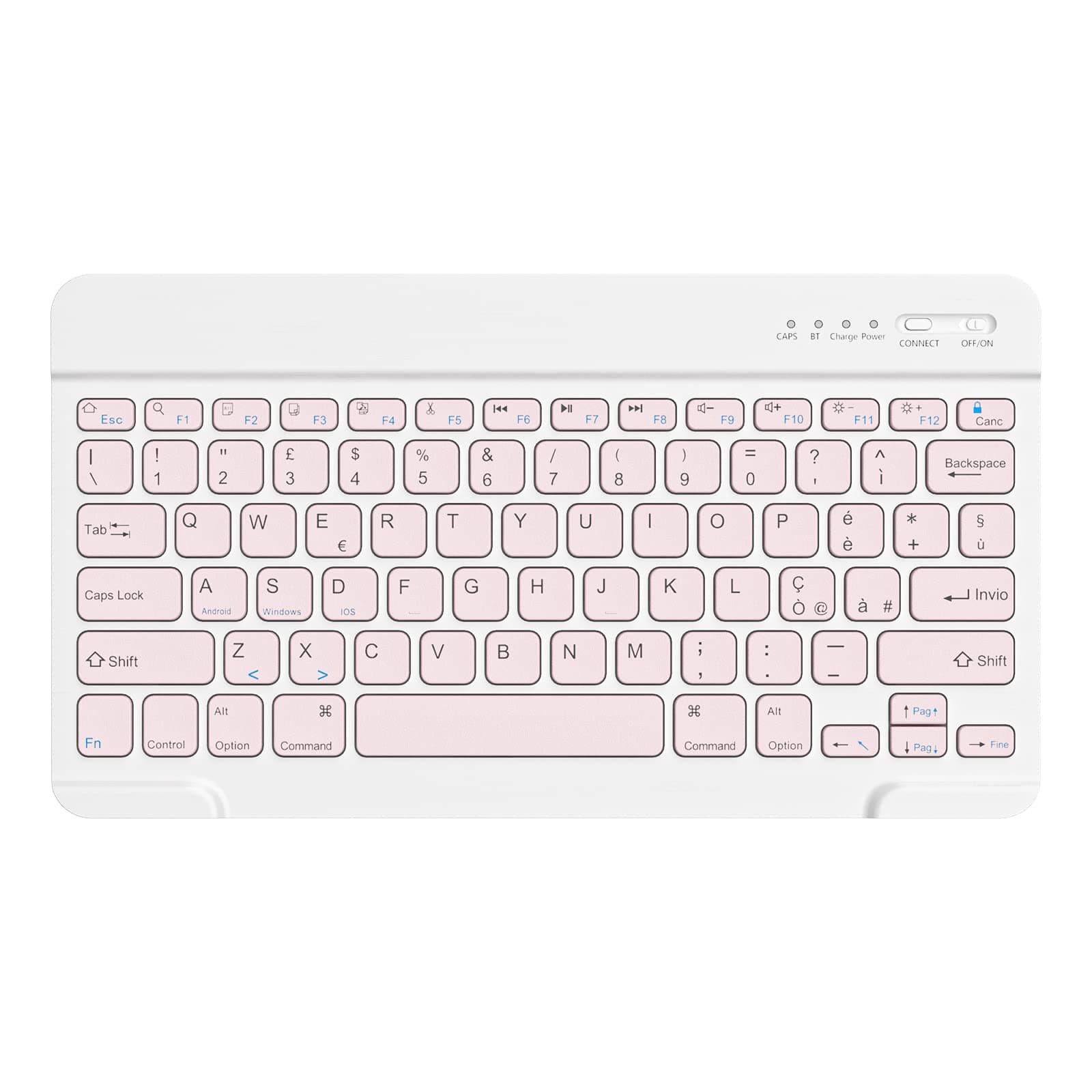 HZD Tastiera Wireless Bluetooth, Rechargeable Tastiera Universale Ultra Sottile per Tablet, per Tablet Samsung/IOS/Android/Windows/Telefoni, Layout Italiano QWERTY