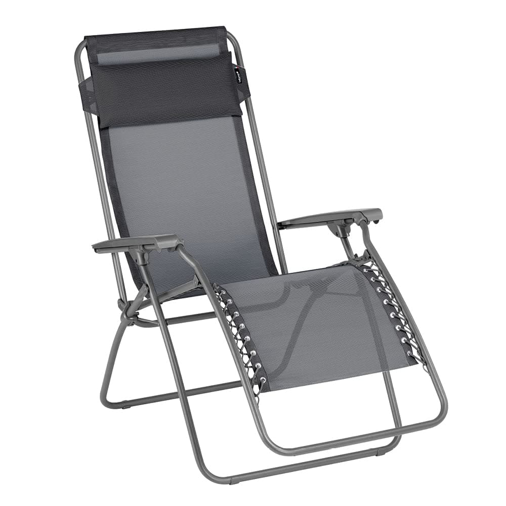 Lafuma MOBILIER - Fauteuil Relax Zéro Gravité RT 2 - Chaise Longue Pliante Terrasse et Jardin - Toile Batyline Résistante - Transat Multiposition, Tout Confort, Fabriqué en France - Gris Fonte