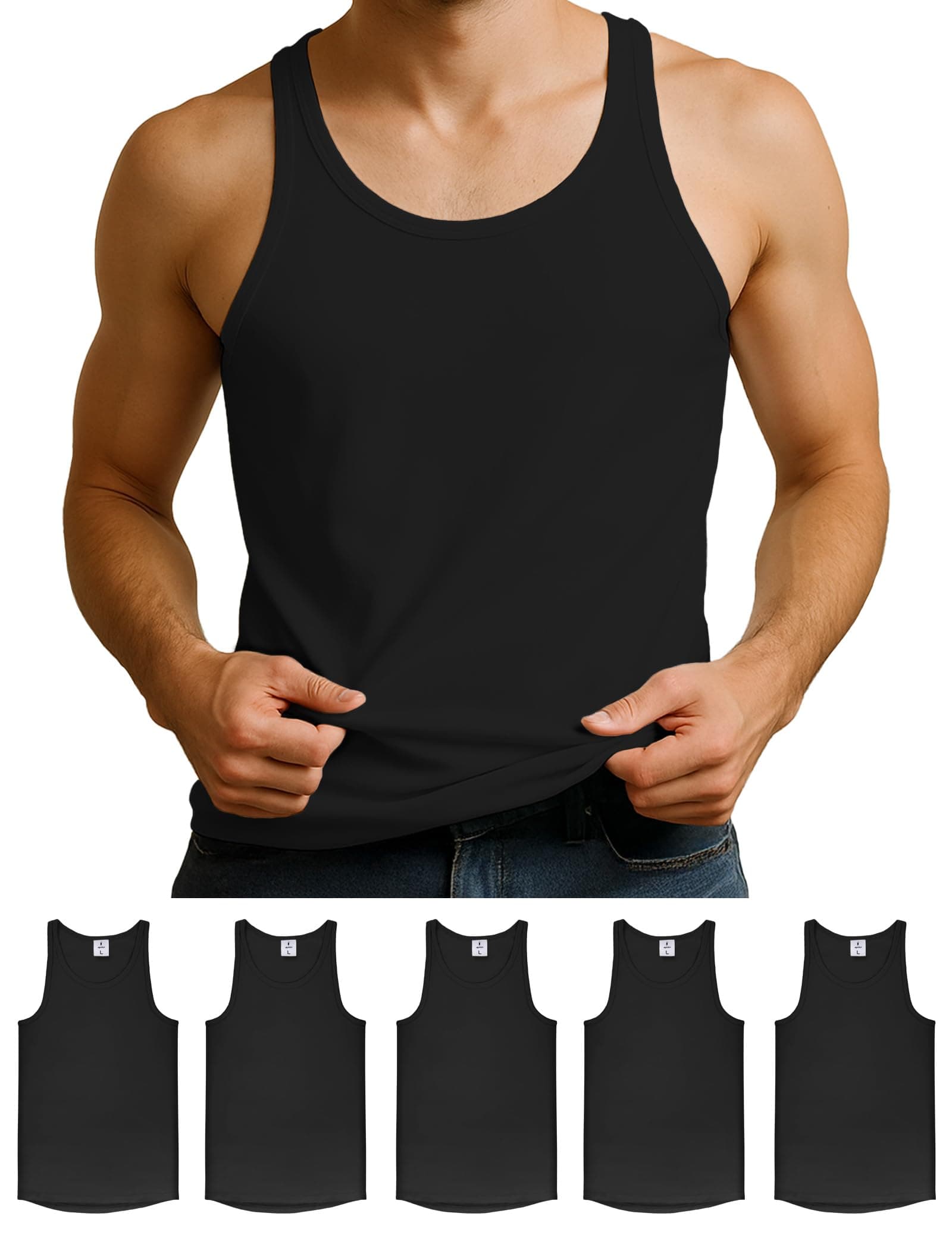 ALPIDEX Pacco da 5 Canotte da Uomo 100% Cotone Canotta Palestra Magliette Intime Canottiere