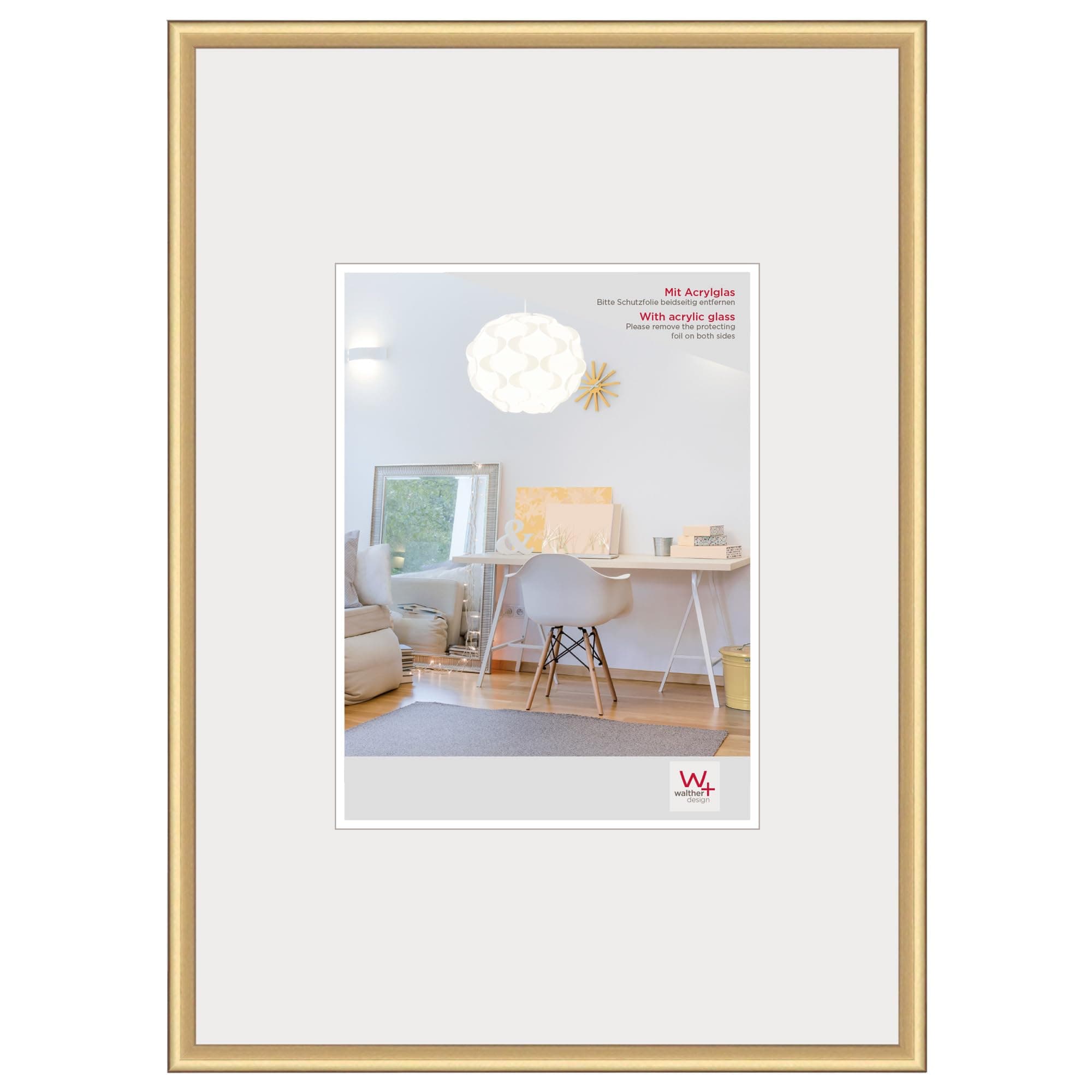 walther design Cadre photo walther design doré 59,4 x 84 cm (DIN A1) avec verre d’art, cadre en plastique New Lifestyle KVX684G