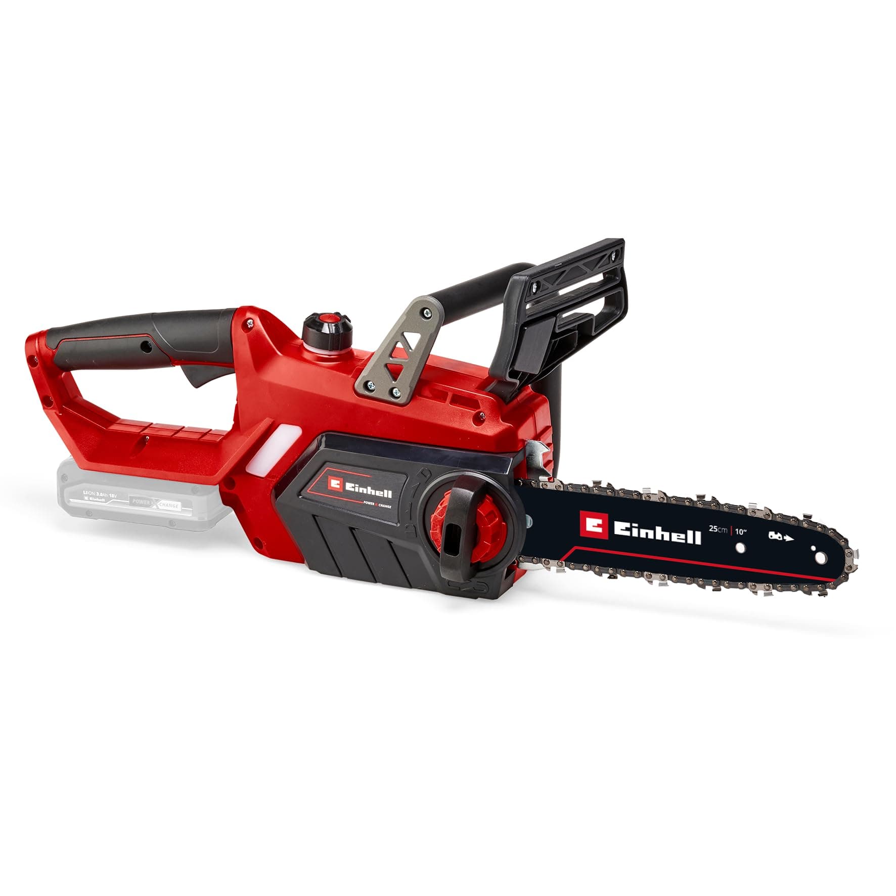 Einhell motosega a batteria GE-LC 18/25 Li-Solo Power X-Change (ioni di litio, 18 V, barra/catena di qualità OREGON, protezione antirimbalzo, perno di arresto catena, senza batteria e caricabatteria)