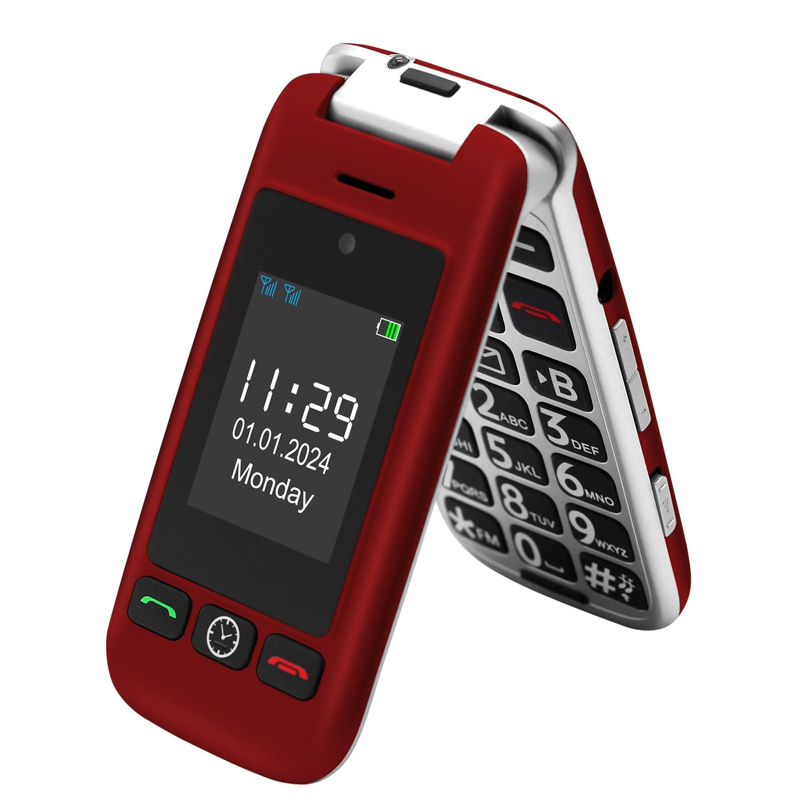 artfone G6 Rouge - 4G Telephone Portable Senior Débloqué丨Téléphone Portable à Clapet avec Grandes Touches丨Bouton SOS丨Double écran丨Station de Charge丨Appareil Photo丨Radio FM丨Appel Rapide丨Bluetooth丨USB-C