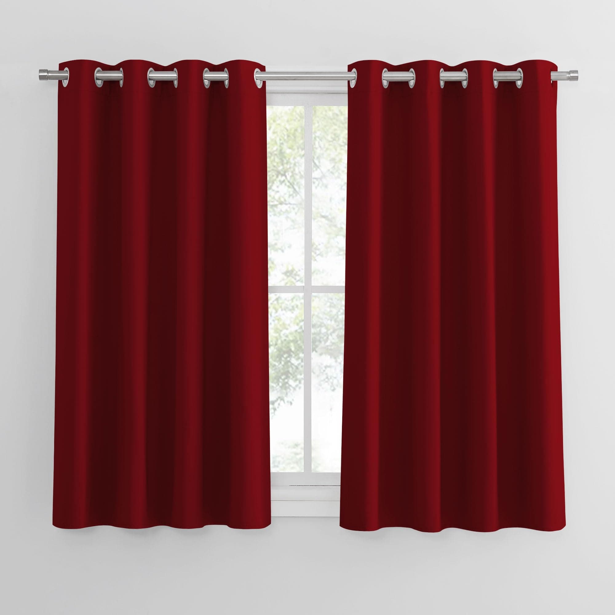 PONY DANCE Tende Oscuranti per Finestre Piccole Tenda Natalizie per Casa e Camera da Letto Curtains Termiche con Anelli Cameretta Bambini 2 Pezzi L 140 x A 145 cm, Rosso