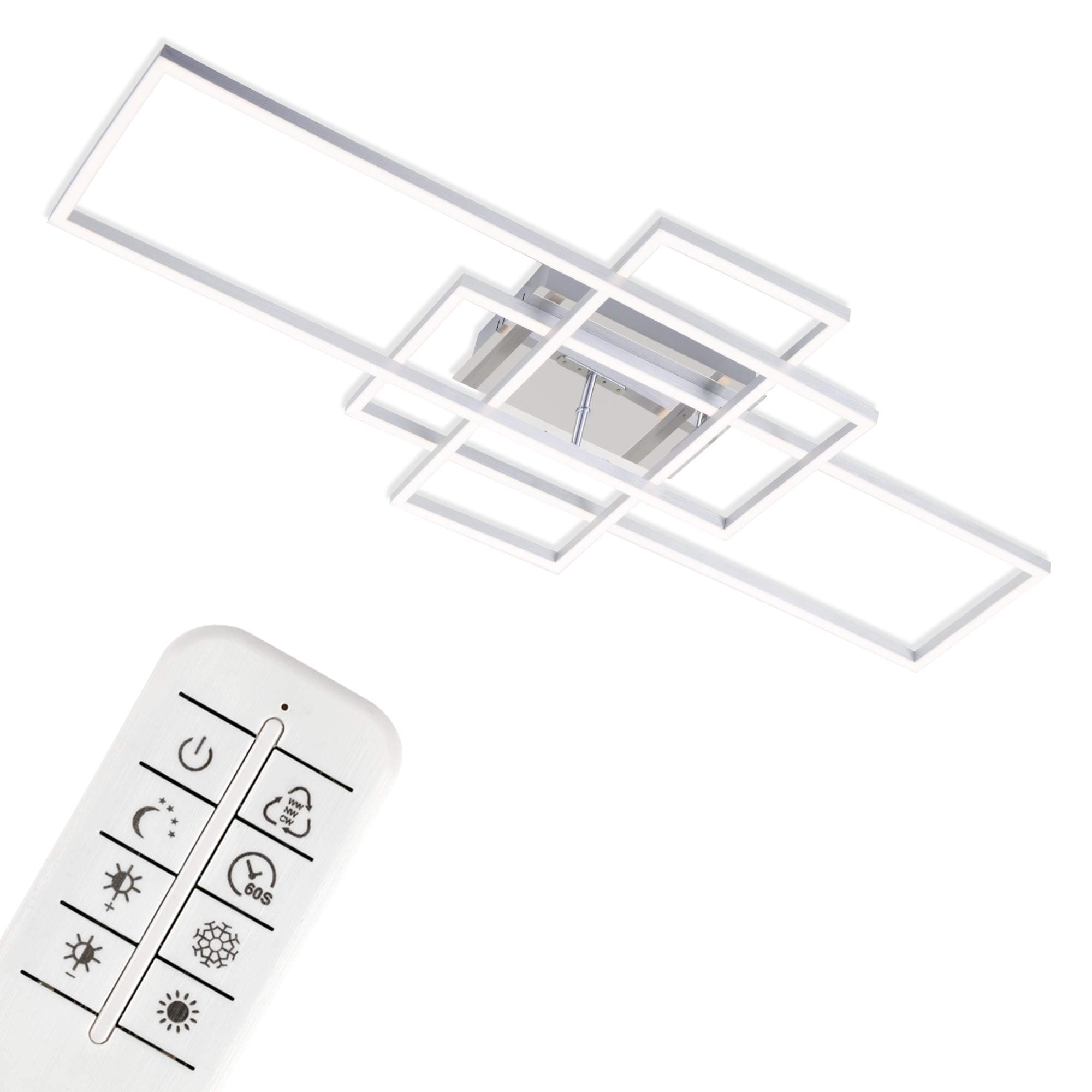 BRILONER - Lámpara de Techo Regulable, Incluye Remoto, Control de Temperatura de Color, Función de Luz Nocturna, Temporizador, 47 W, 6600 Lúm, Plafon, Plafones para Techo LED, Aluminio Cromado