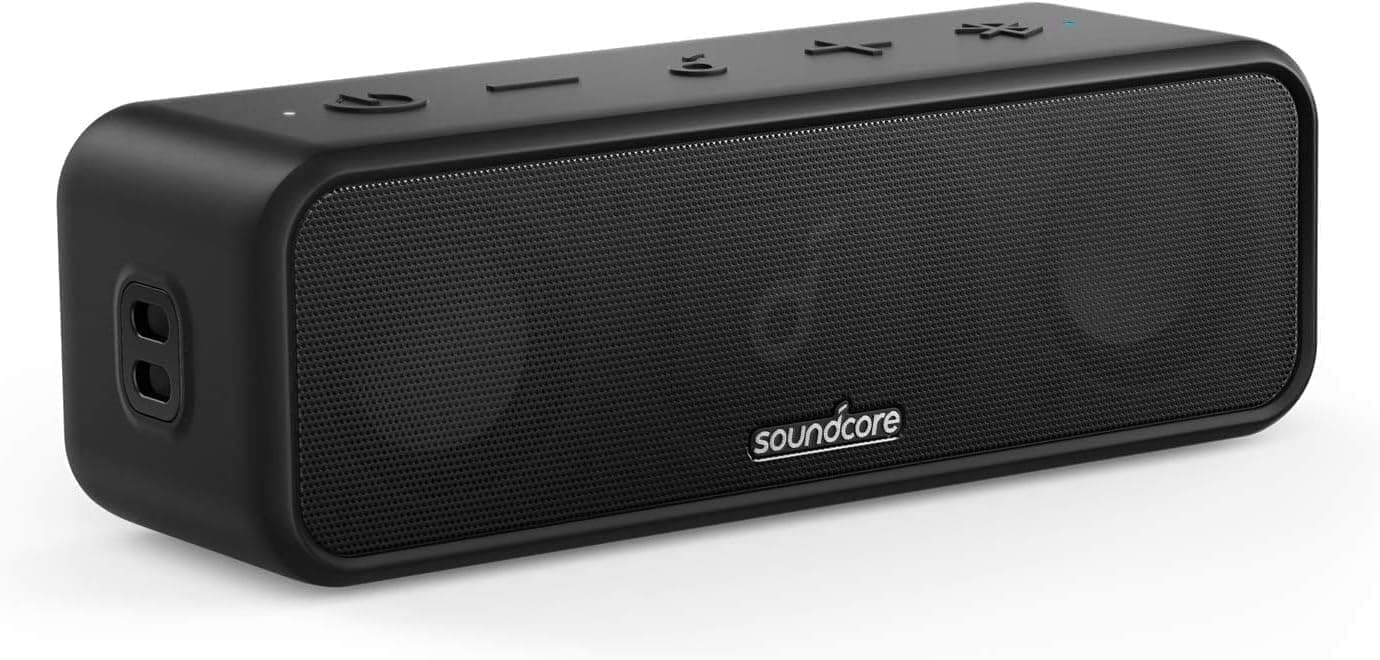 soundcore 3 Bluetooth Lautsprecher, Stereo-Sound, Audiotreiber mit Titan-Membran, PartyCast, BassUp, 24 Stunden Akku, IPX7 Wasserschutz, individueller EQ, für Zuhause, Draußen, Garten (in Schwarz)