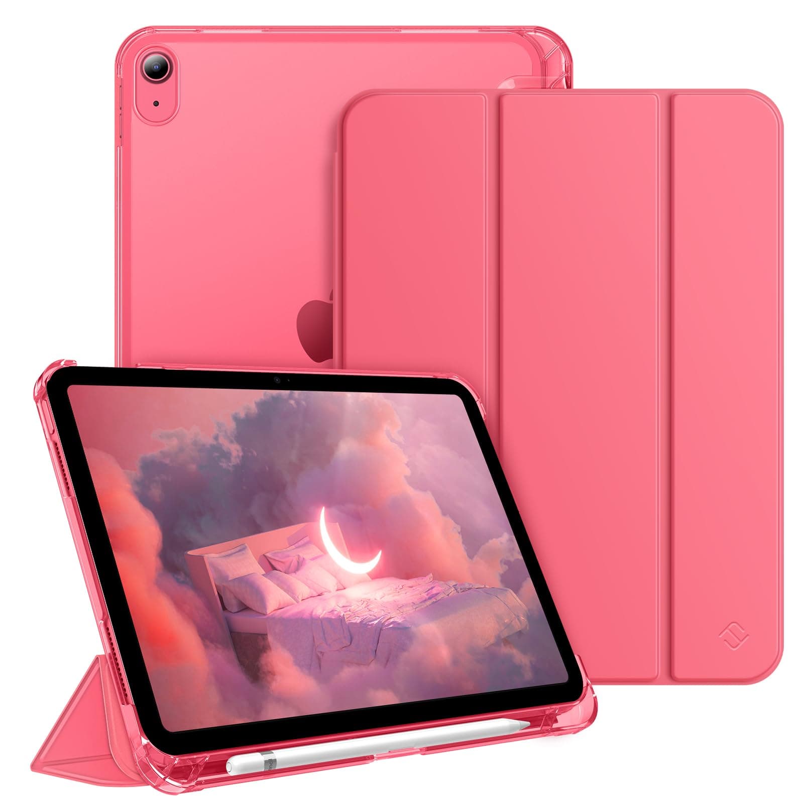 FINTIE Custodia per iPad (A16) 11ª Generazione 11" (2025)/iPad 10ª Generazione 10.9" (2022) con Portapenne - Sottile Leggero Opaca Trasparente Posteriore Cover con Auto Sveglia/Sonno, Rosa