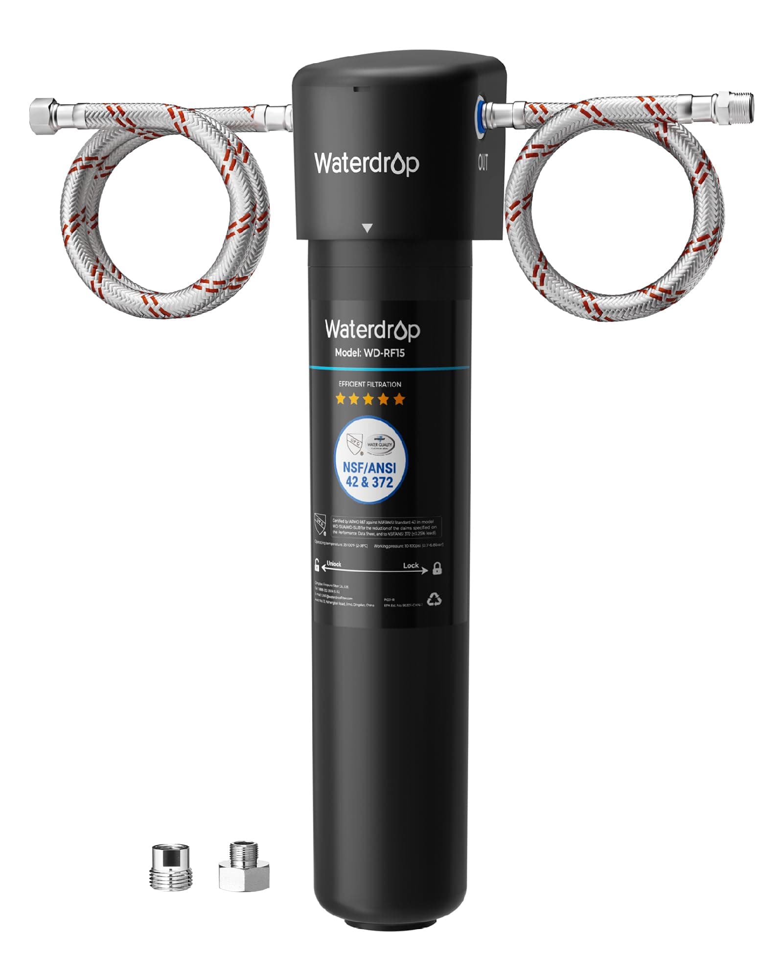 Waterdrop 15UA Sistema de Filtro de Agua Para Debajo del Mostrador, Conexión Directa al Grifo de la Cocina, 60.000 Litros de Alta Capacidad de Reducción de Cloro