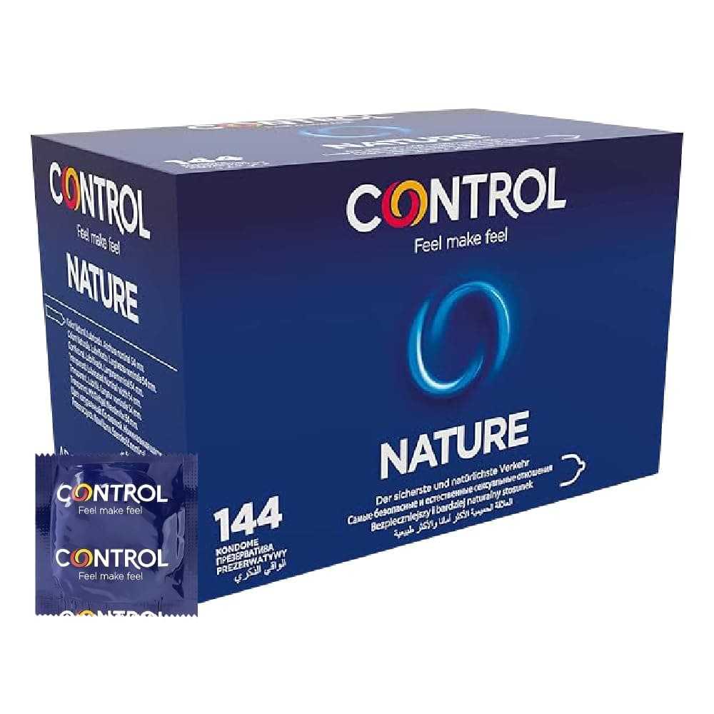 Control Preservativos Nature - Caja de 144 Condones, Lubricados, con Ajuste óptimo