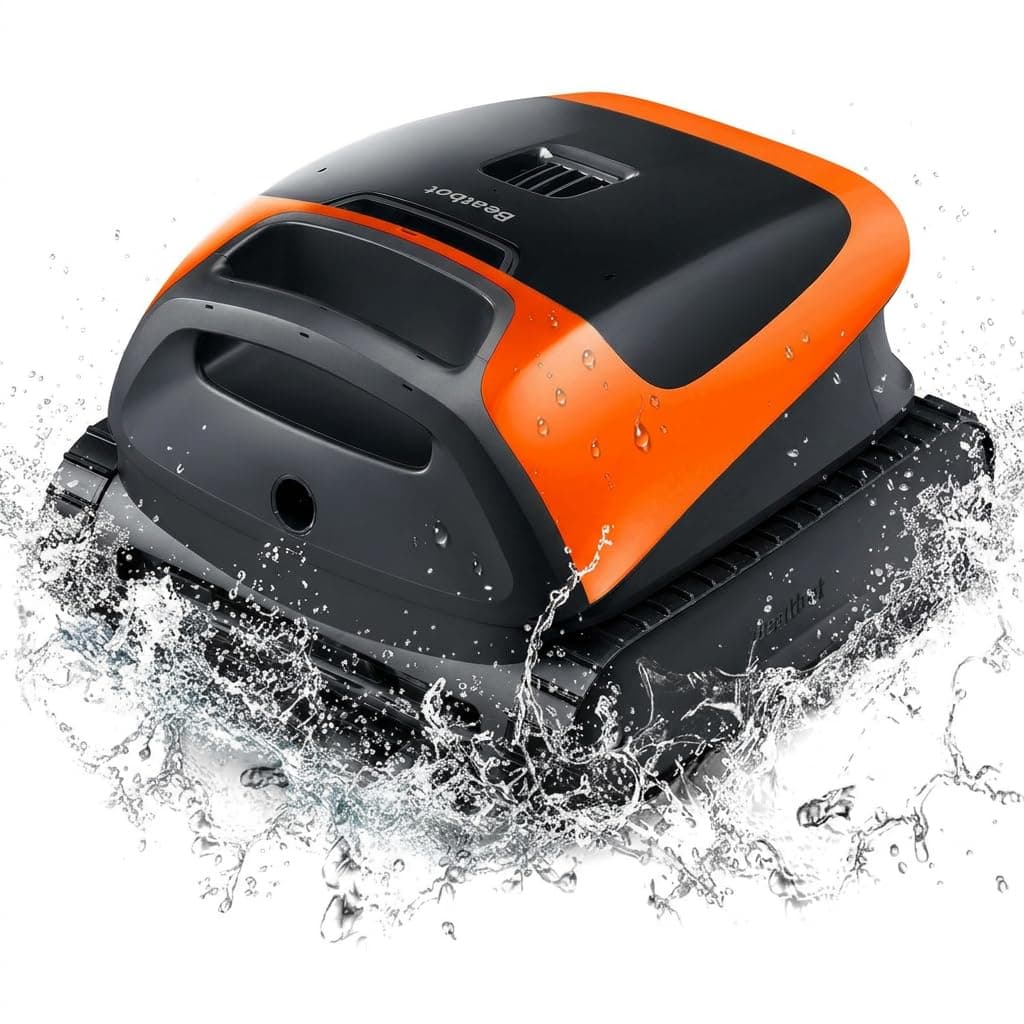 Beatbot Sora 30 Robot Piscina limpiafondos y Paredes, Plataformas y línea de flotación, 25700 LPH, Posicionamiento Superficie, 5l residuos,App,Piscinas enterradas y elevadas, Naranja Calabaza