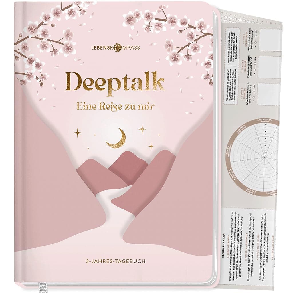 LEBENSKOMPASS® 3 Jahres Tagebuch für Erwachsene - Deeptalk Eine Reise zu mir Selbst BLOSSOM One line a day - Tagebuch für Erinnerungen, Reflexion und Achtsamkeit - DIN A5 Hardcover