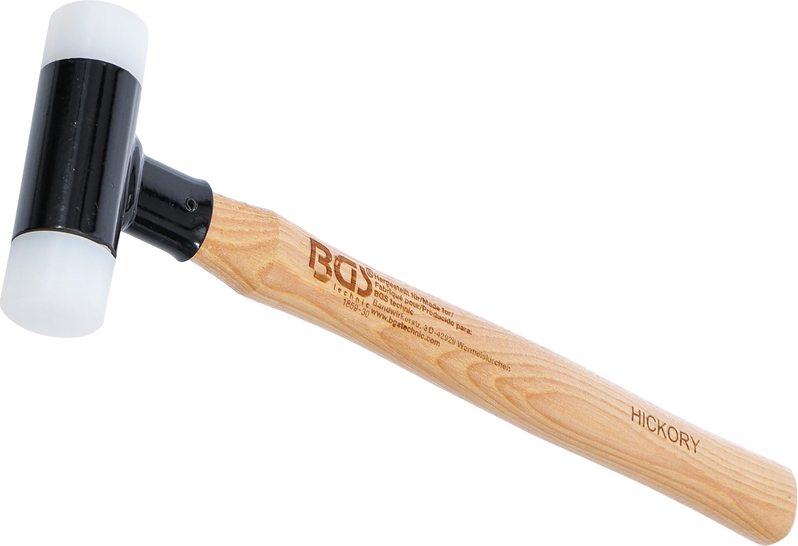 BGS 1859-30 | Schonhammer | Hickory-Stiel | rückschlagfrei | Ø 30 mm | 300 g | Kunststoffhammer