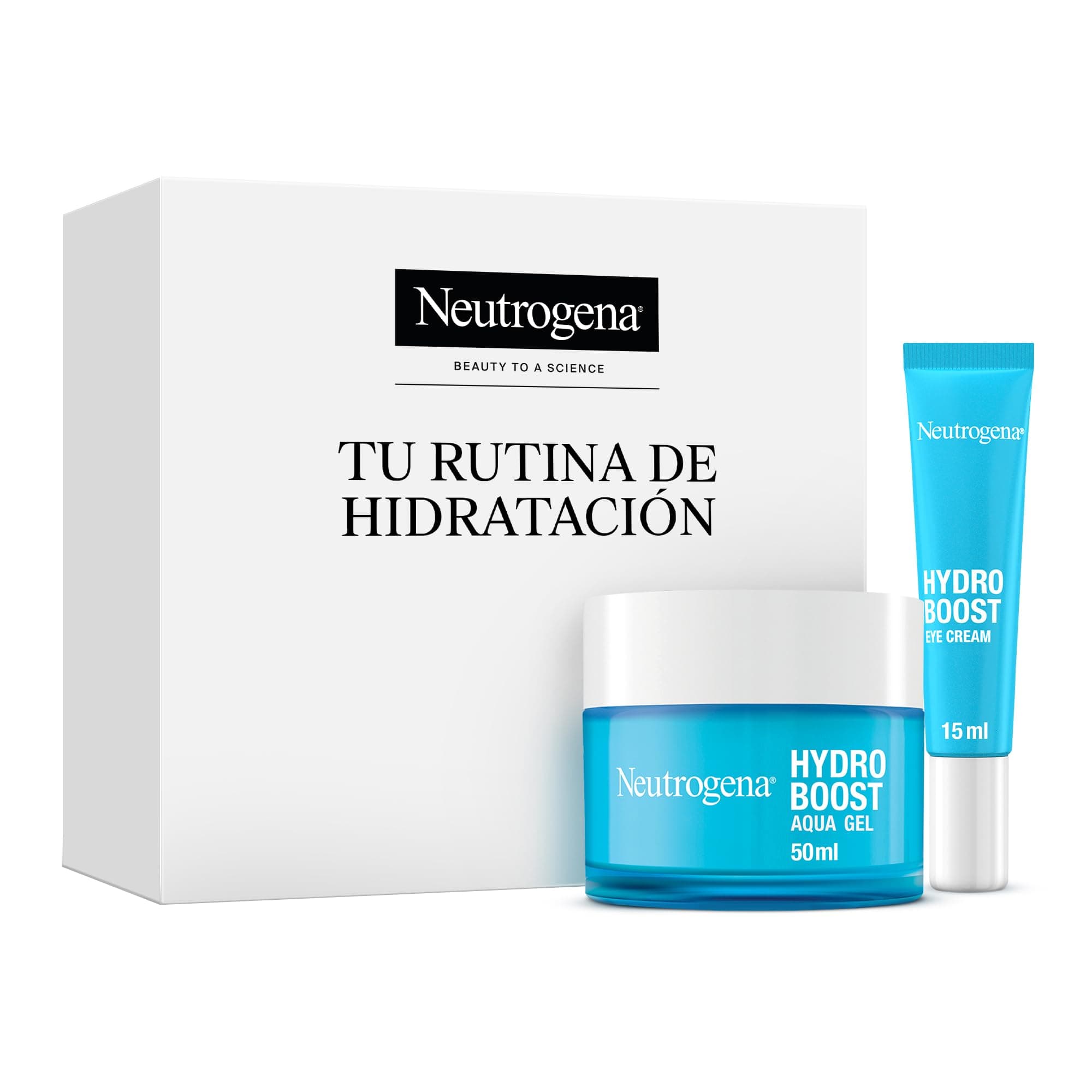Neutrogena Rutina Hydro Boost, Gel de Agua Hidratante Facial (50 ml) y Contorno de Ojos (15 ml), set de regalo para 24 h de hidratación intensa, con Ácido Hialurónico