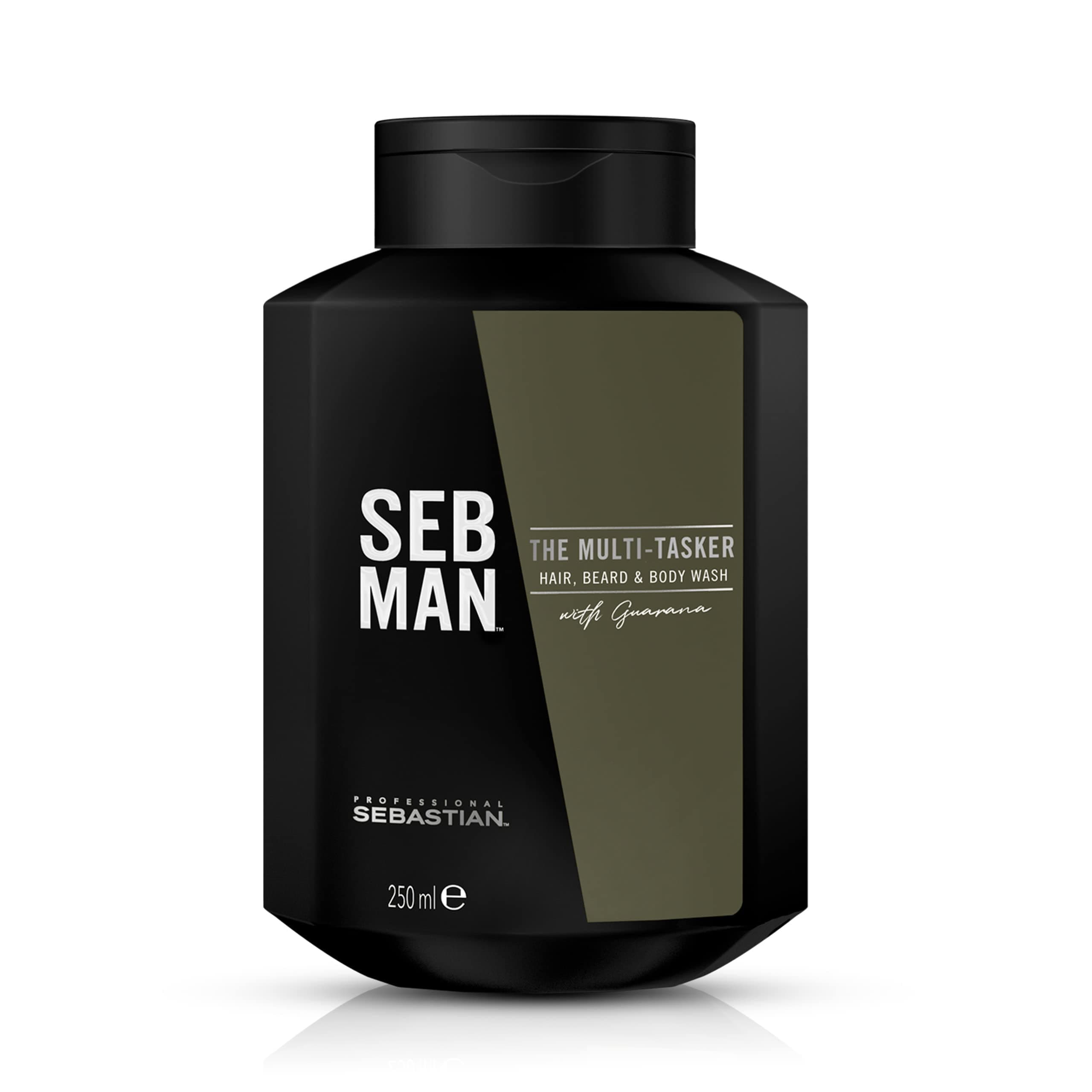 SEB MAN THE MULTITASKER – 3-in-1 Shampoo, Bartshampoo & Duschgel – für alle Haartypen – mit Guarana-Extrakt und anregendem Duft von Bergamotte und rosa Pfeffer – 250 ml