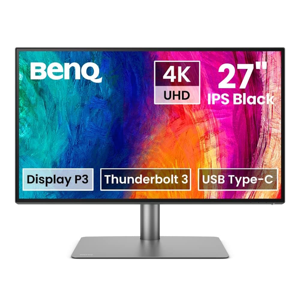 BenQ Creative Pro PD2725U Designer Monitor (tecnologia AQCOLOR, 27 pollici, 4K UHD, IPS, P3 Wide Color, ricarica Thunderbolt / USB-C, DP / HDMI, KVM, HDR 400) Compatibile con MacBook
